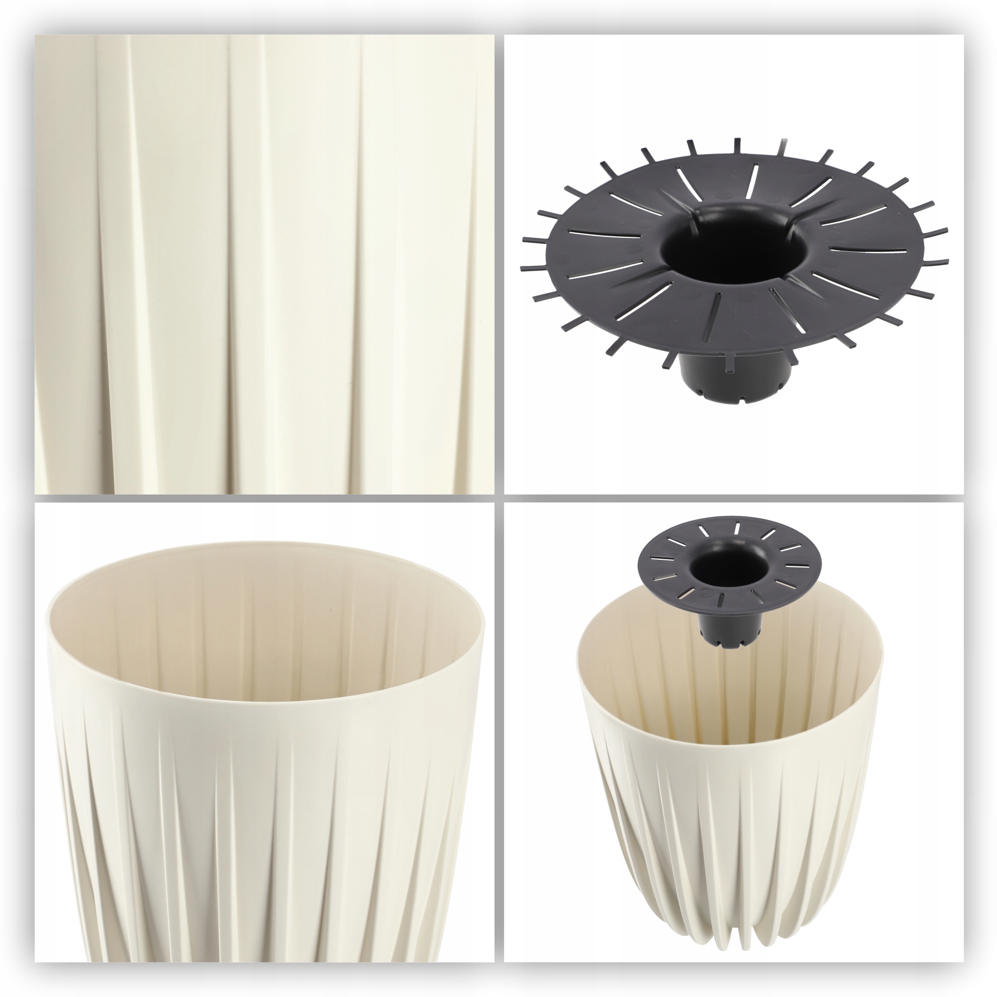 Eko doniczka z wkładem Costa 14 cm, kremowa