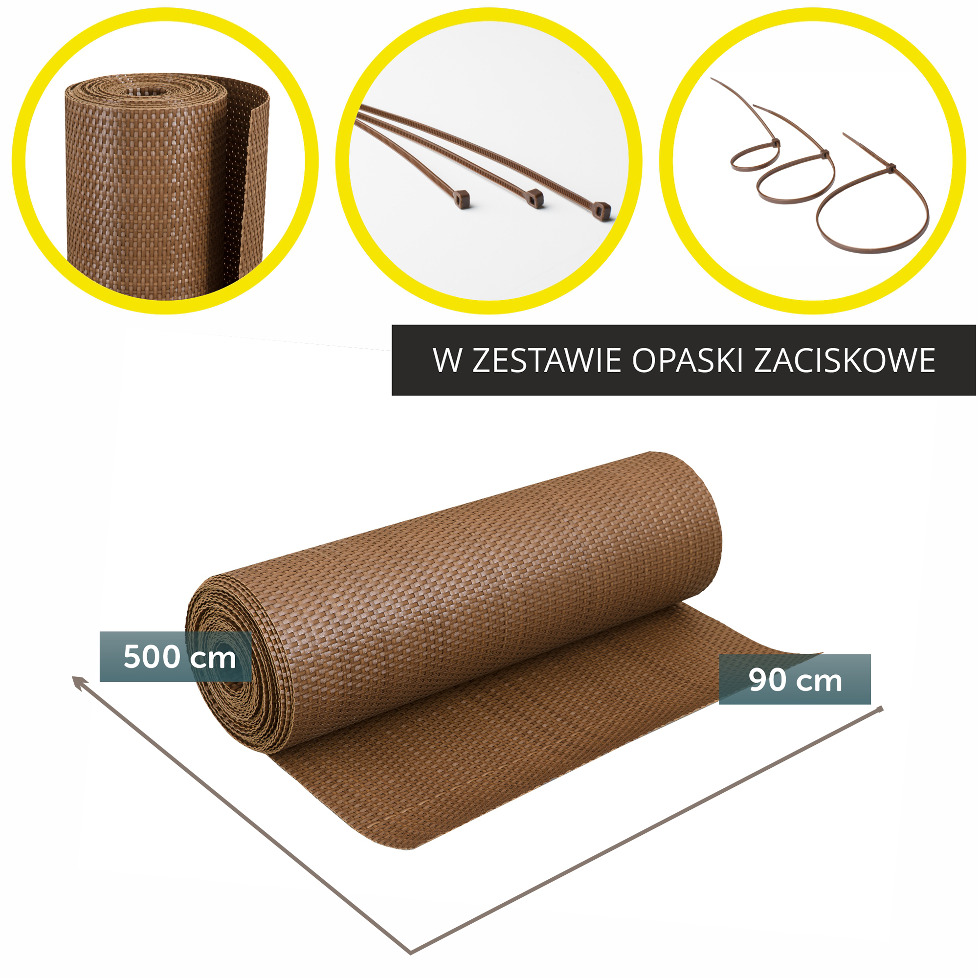 Osłona balkonowa Espa 90 x 500 cm, miodowy