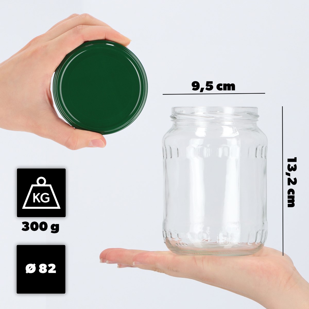 Słoiki na przetwory Jukka 720ml 48szt fi 82 mm + wieczka zielone