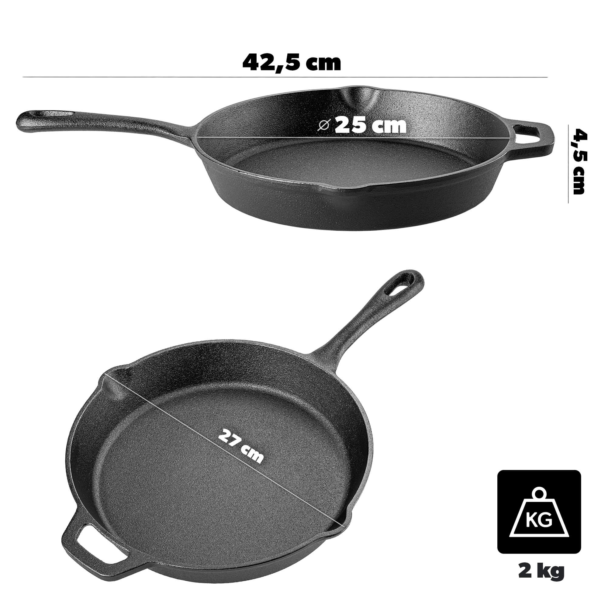 Zestaw patelni żeliwnych Prese 20 cm + 25 cm + 30 cm czarny