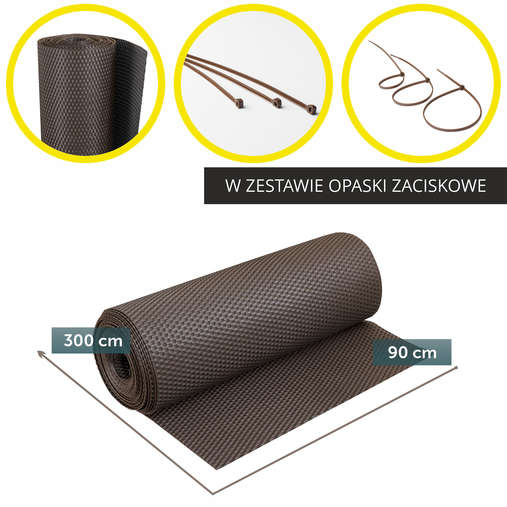 Osłona balkonowa Espa 90 x 300 cm, ciemny brąz