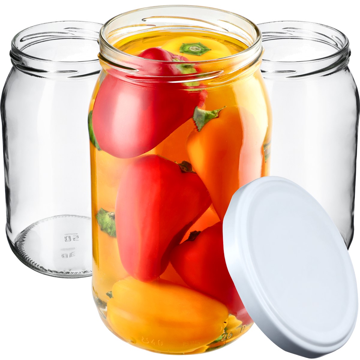 Słoiki na przetwory Niva 760ml 8szt fi 82 mm + wieczka białe