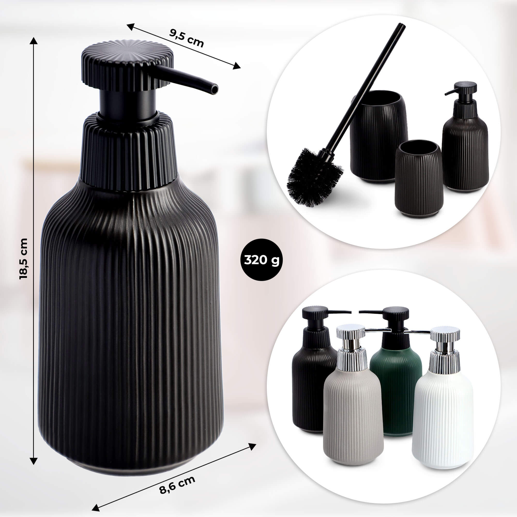 Dozownik na mydło w płynie Mataro 200 ml, czarny
