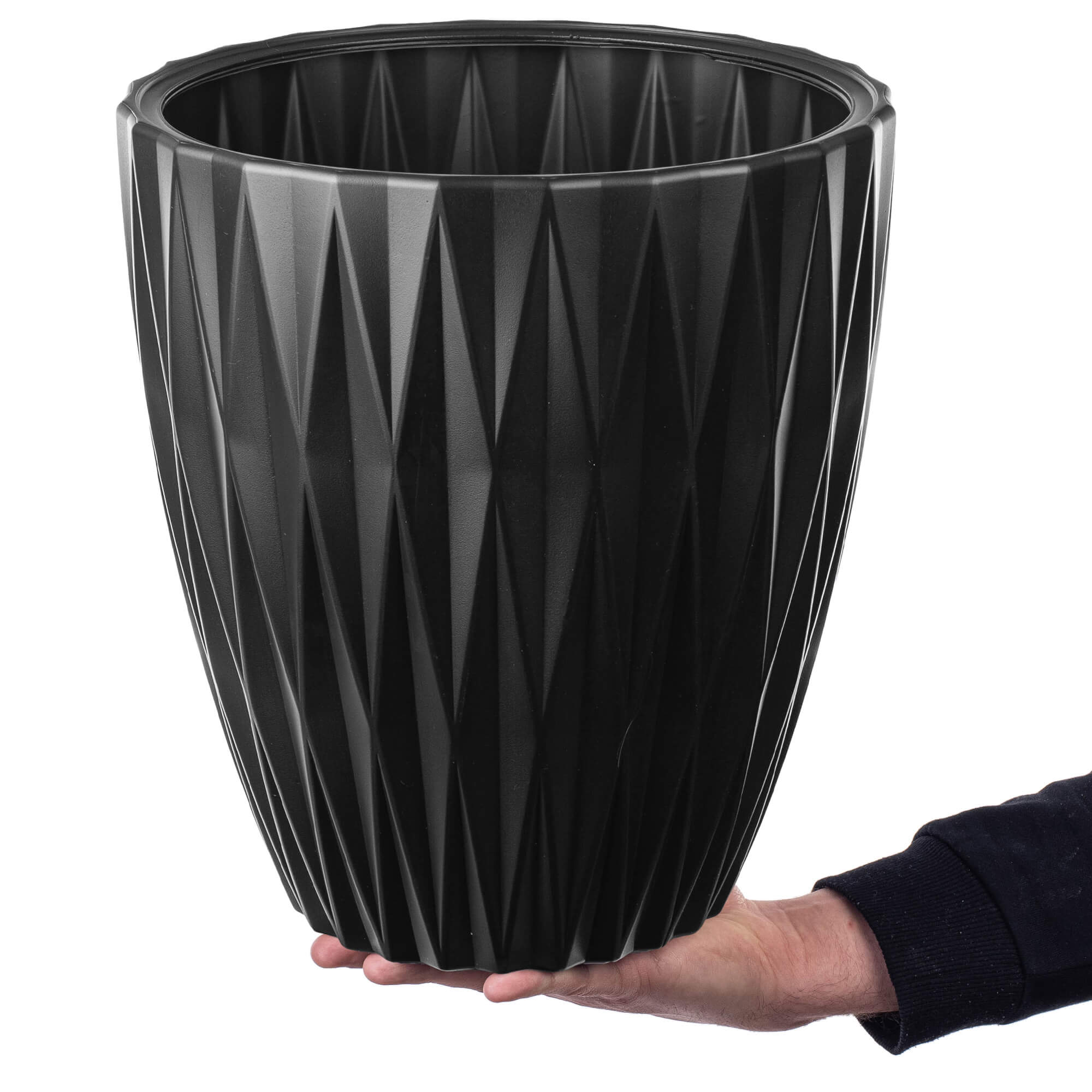 Doniczka Caro 30 cm, czarna, 1 szt.