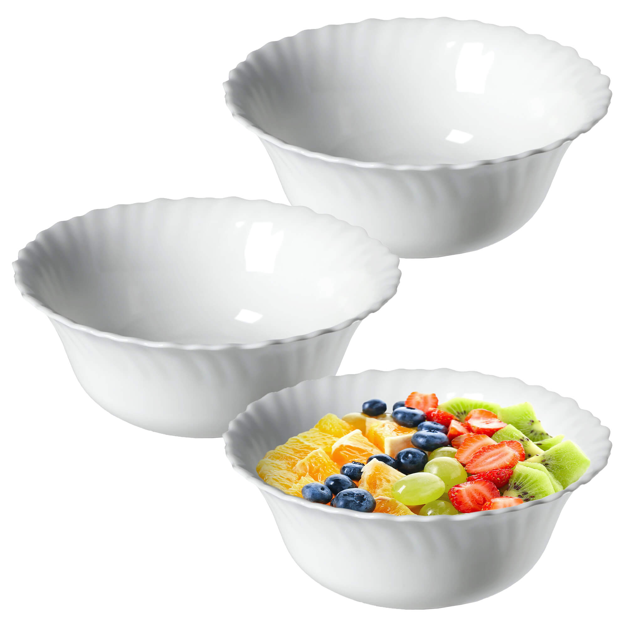 Salaterka szklana Auris 17 cm, biała 3 szt.
