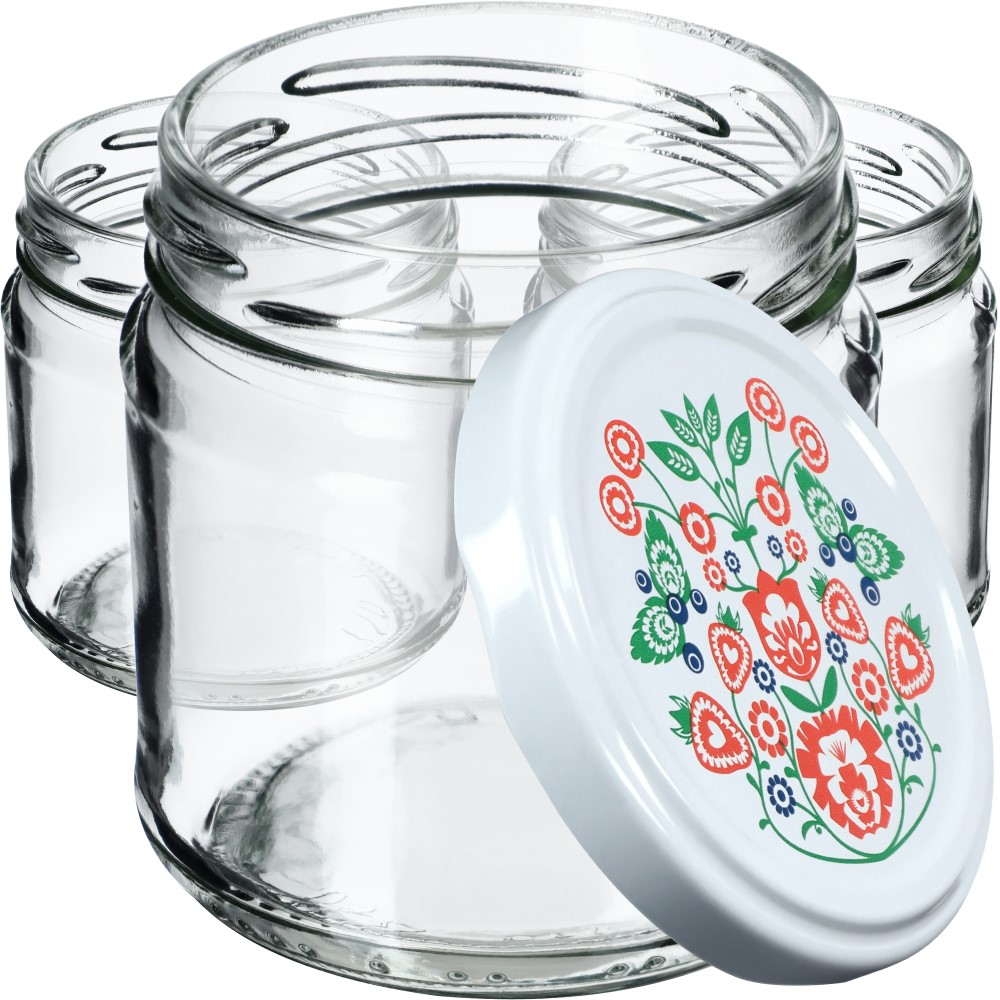 Słoiki na przetwory Lerma 200ml 50szt fi 66 mm + wieczka "Folklor"