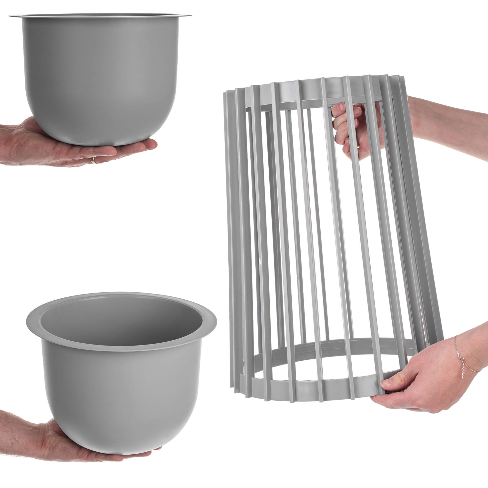 Kwietnik dwustronny Aytre 54 cm platynowy + 2 wkłady