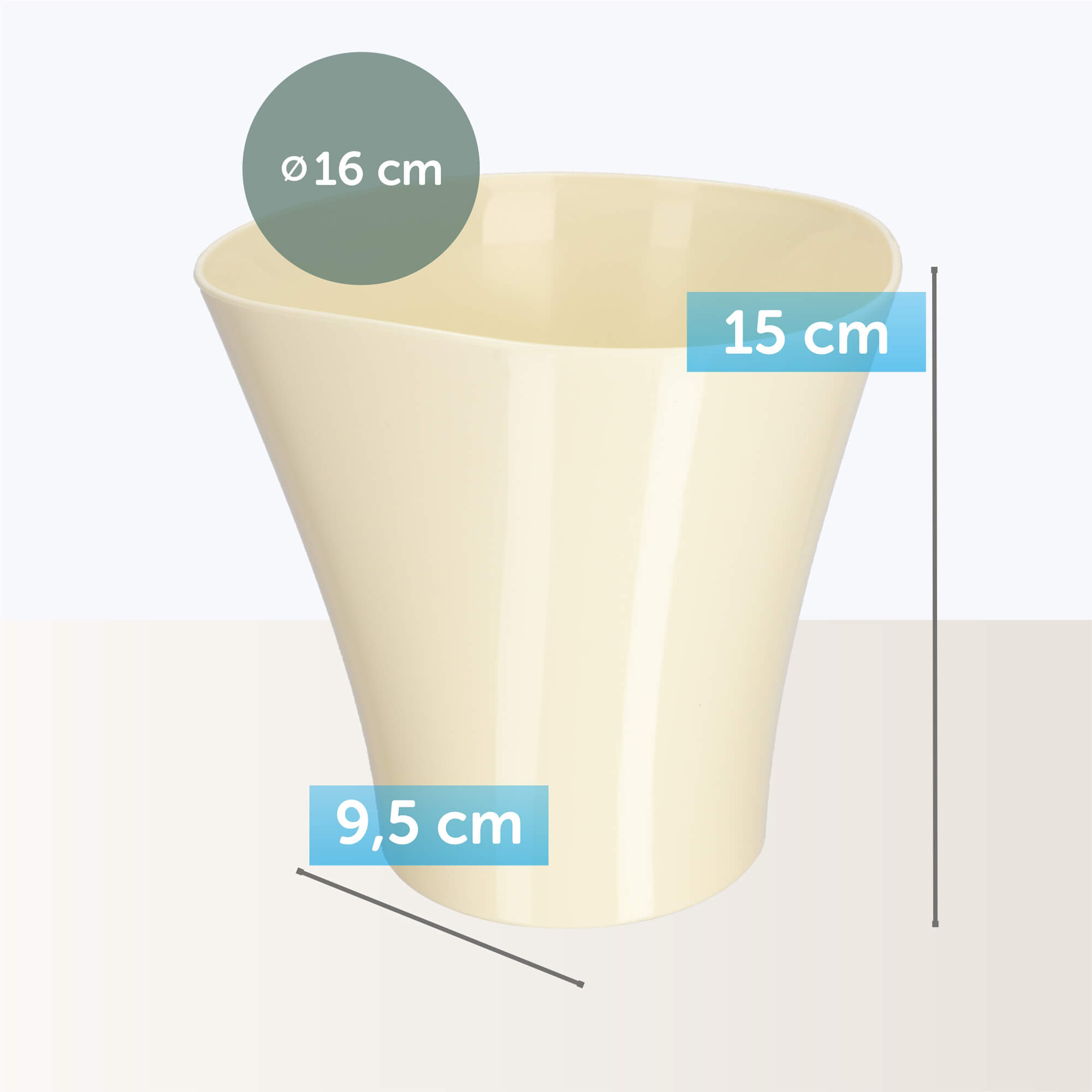 Doniczka na kwiaty Meria 16 cm, ekri