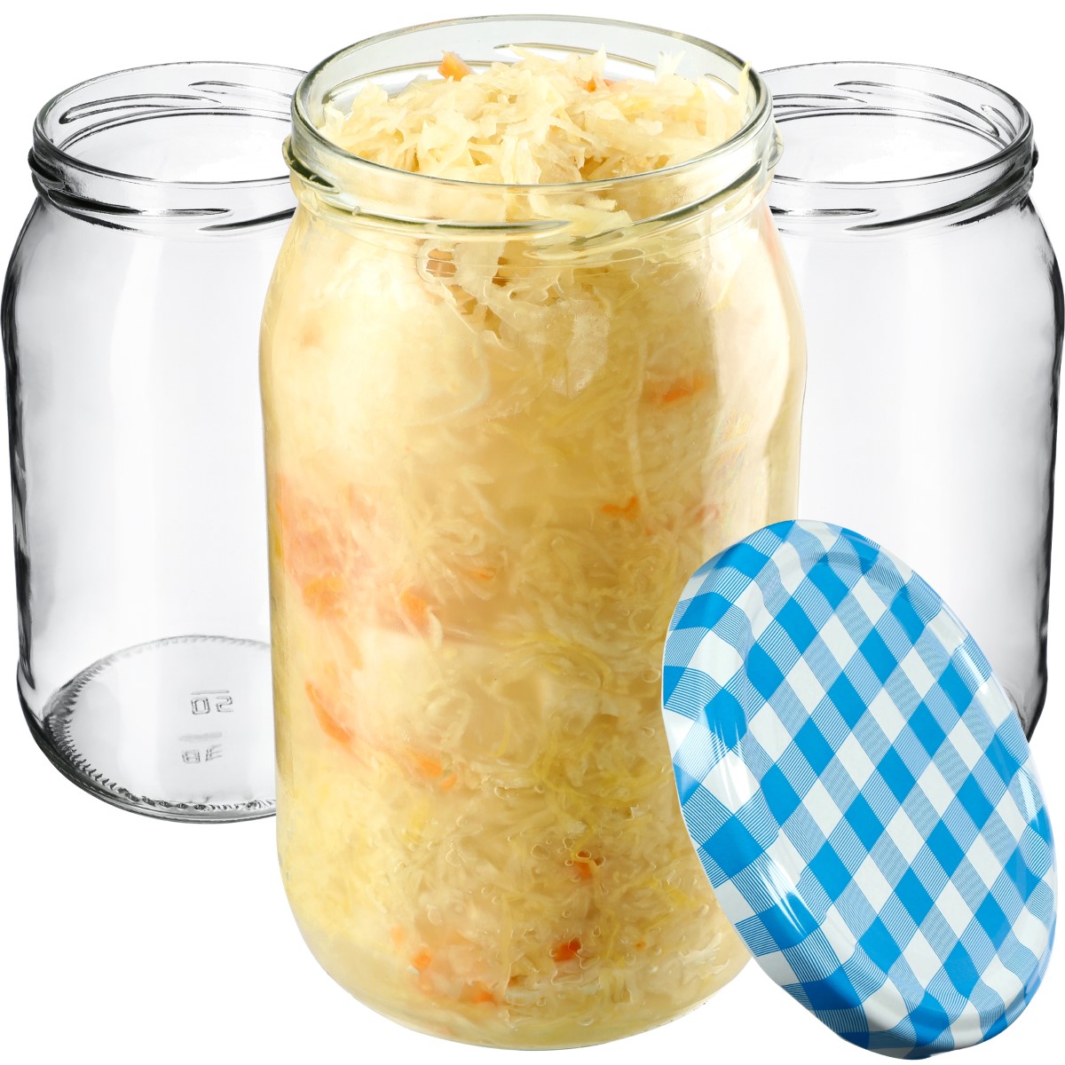 Słoiki na przetwory Niva 760ml 48szt fi 82 mm + wieczka "Niebieska Krata"