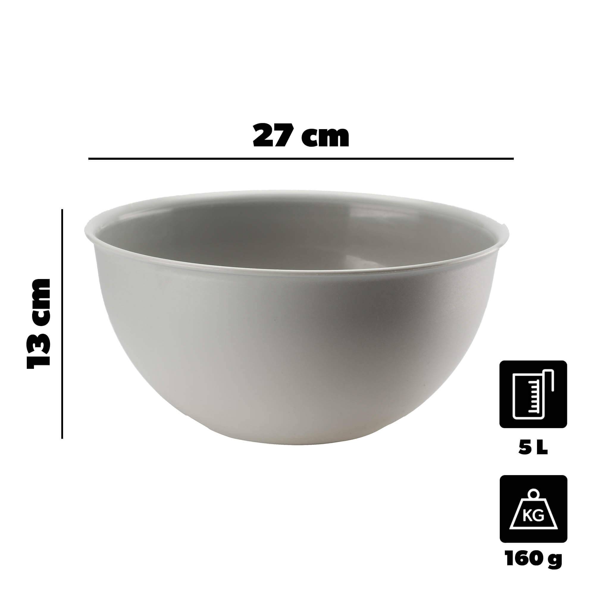 Plastikowa miska kuchenna Musano 5L, szara