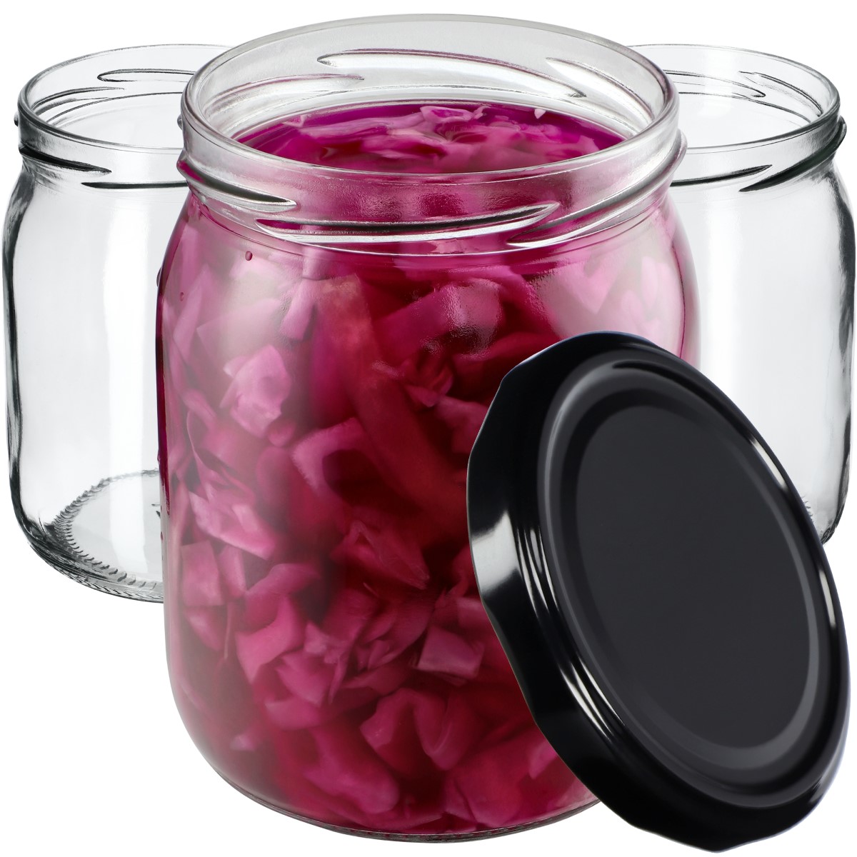 Słoiki Senna 540ml 8szt fi 82 mm + wieczka czarne