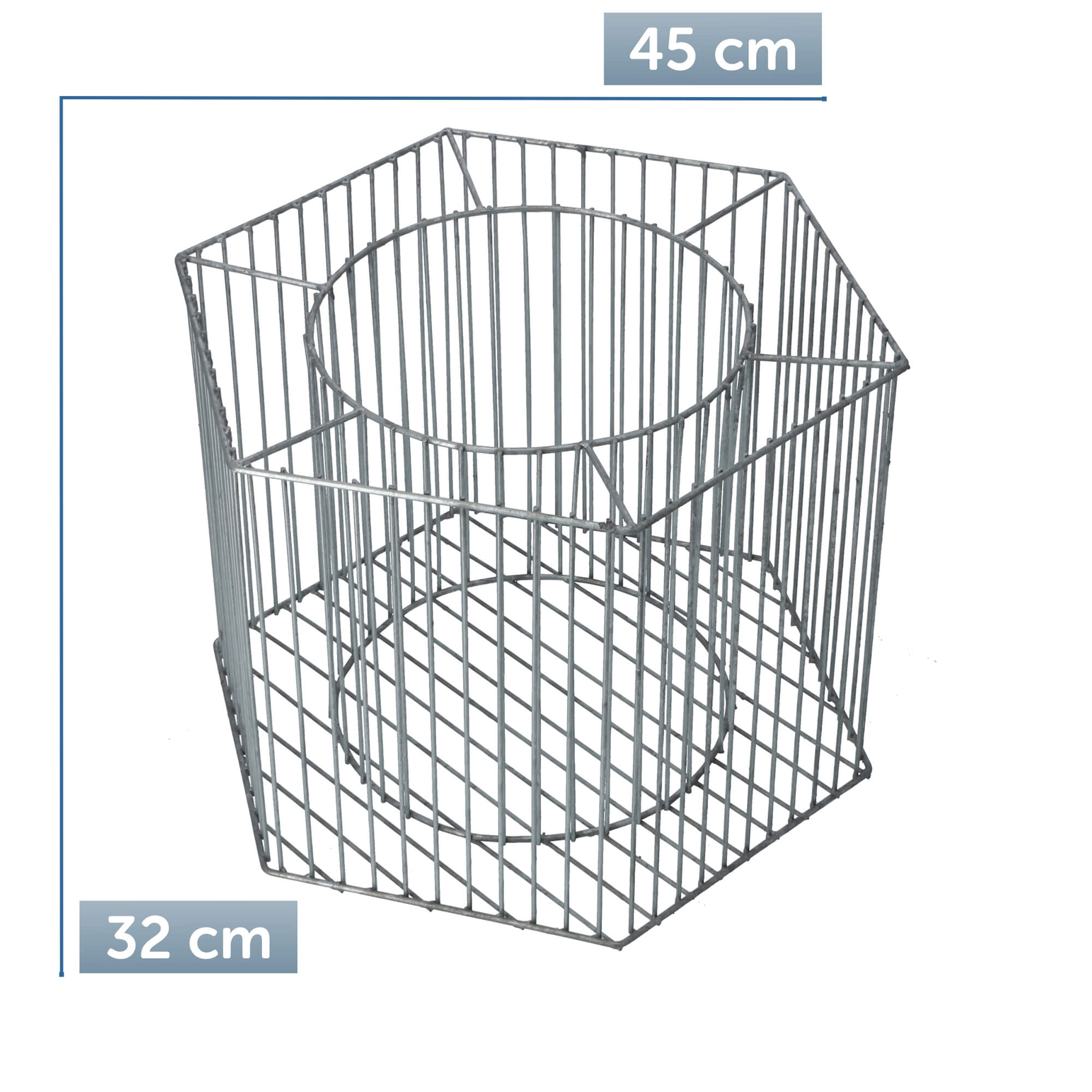 Donica gabionowa ze stali 45 x 32 cm, srebrna