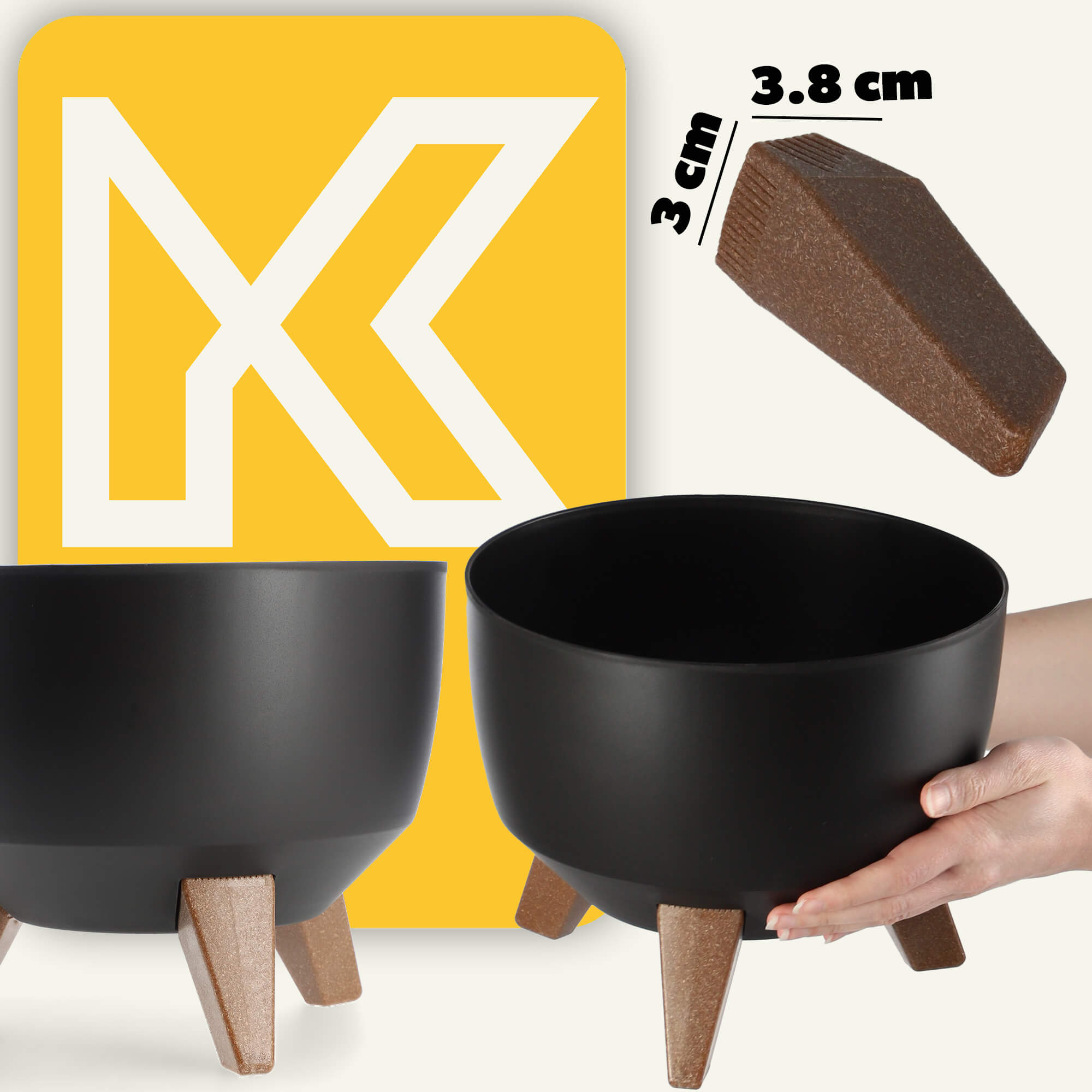 Misa na kwiaty z nóżkami Luri 24 cm, czarna
