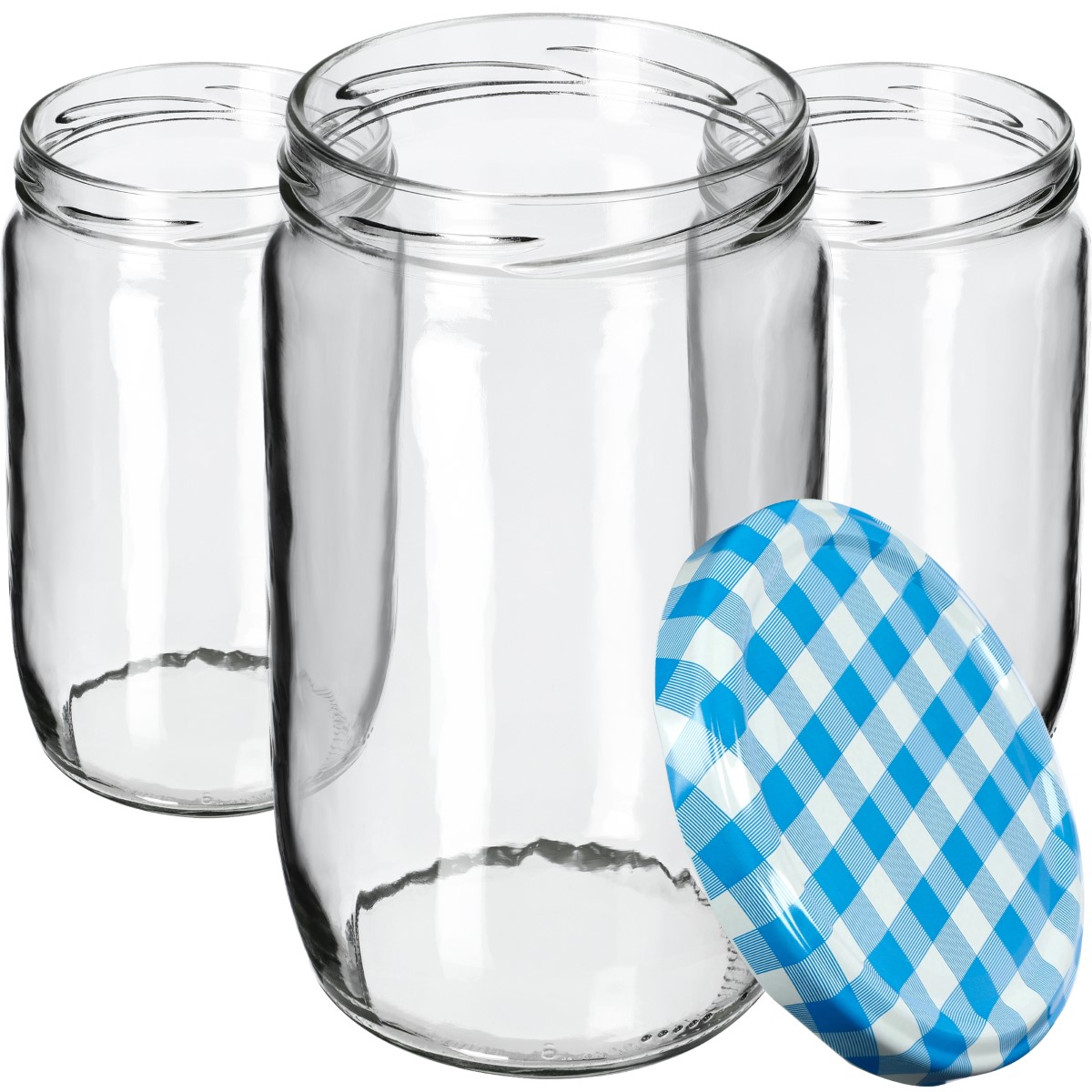 Słoiki na przetwory Niva 720ml 16szt fi 82 mm + wieczka "Niebieska Krata"