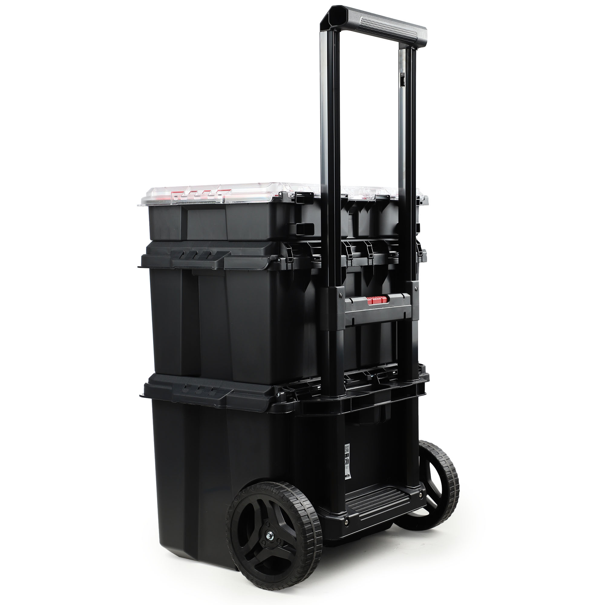 Zestaw 3 skrzynek Keter Stack 'N' Roll 150L czarno-czerwony