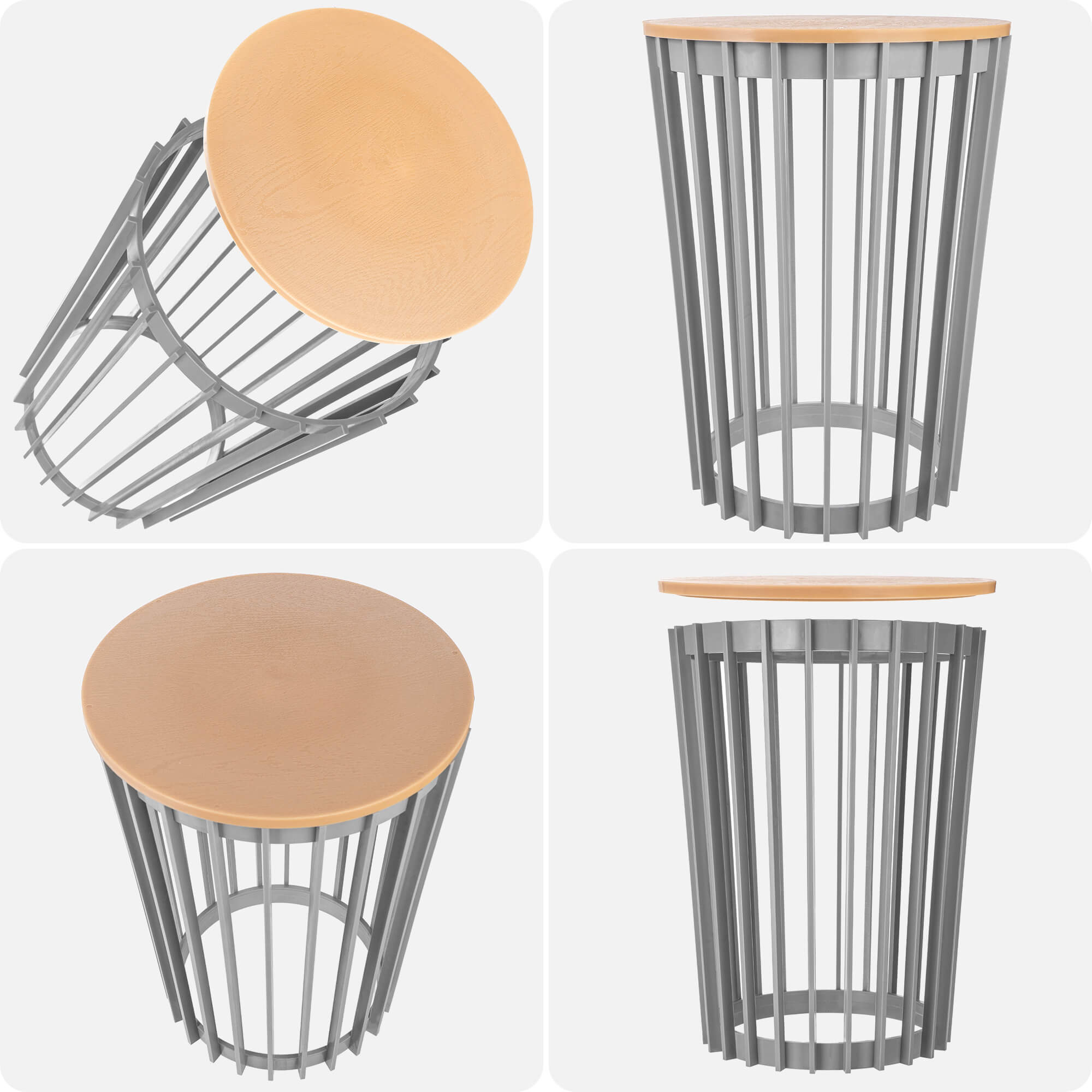 Kwietnik dwustronny Aytre 54 cm platynowy + blat naturalne drewno