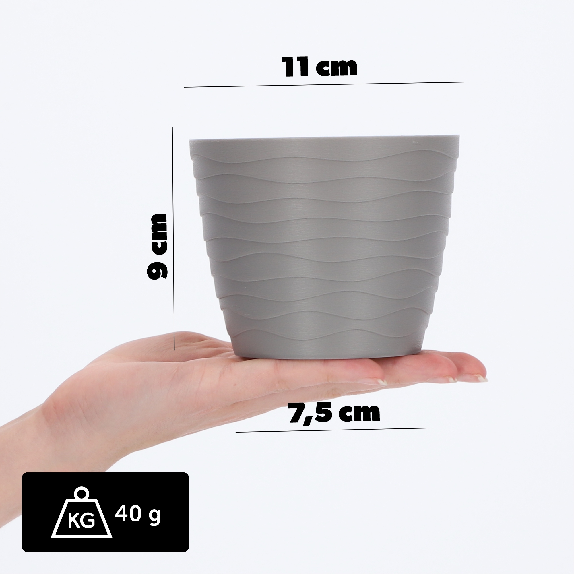 Doniczka okrągła 11 cm, szara