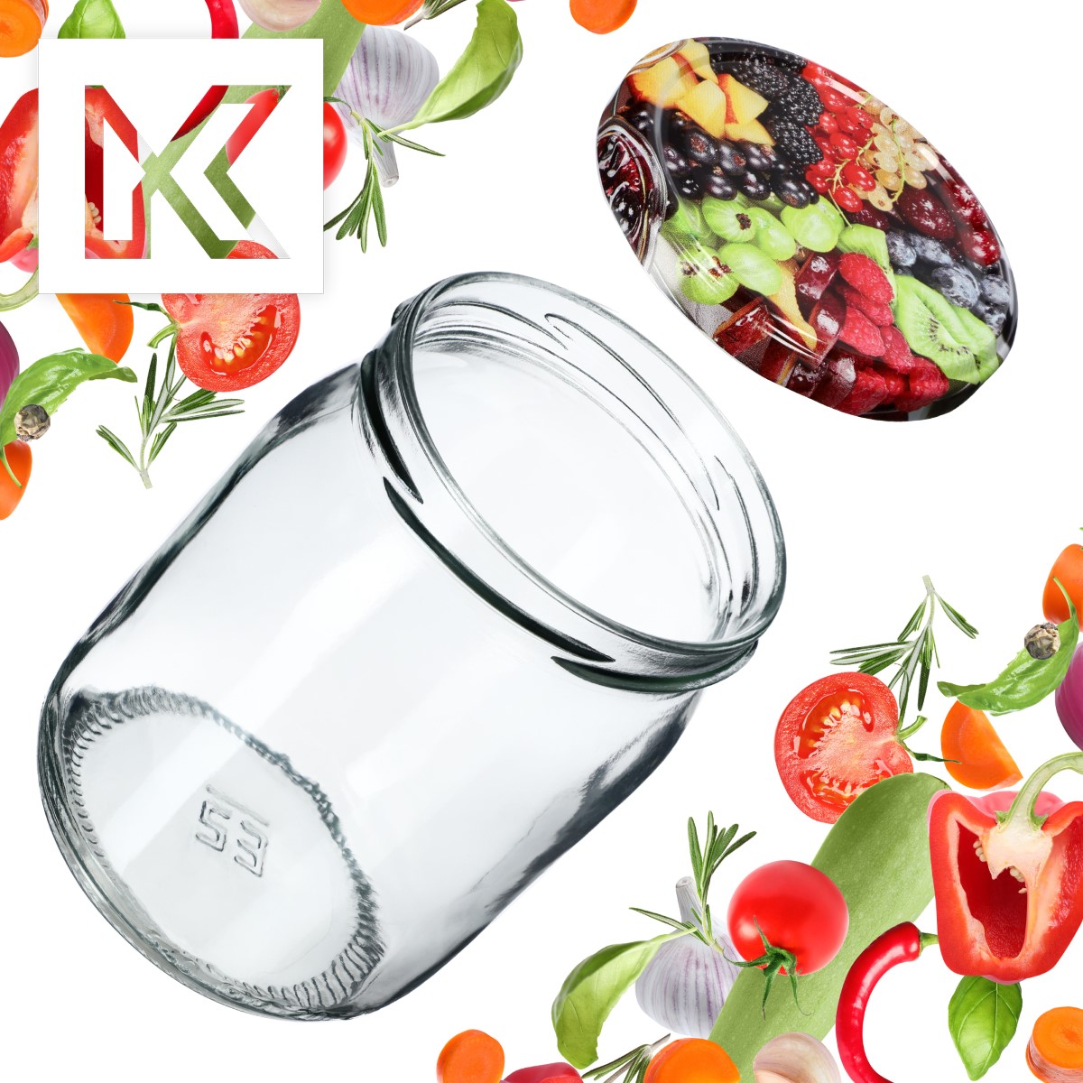 Słoiki Senna 540ml 8szt fi 82 mm + wieczka "Mix owoców"