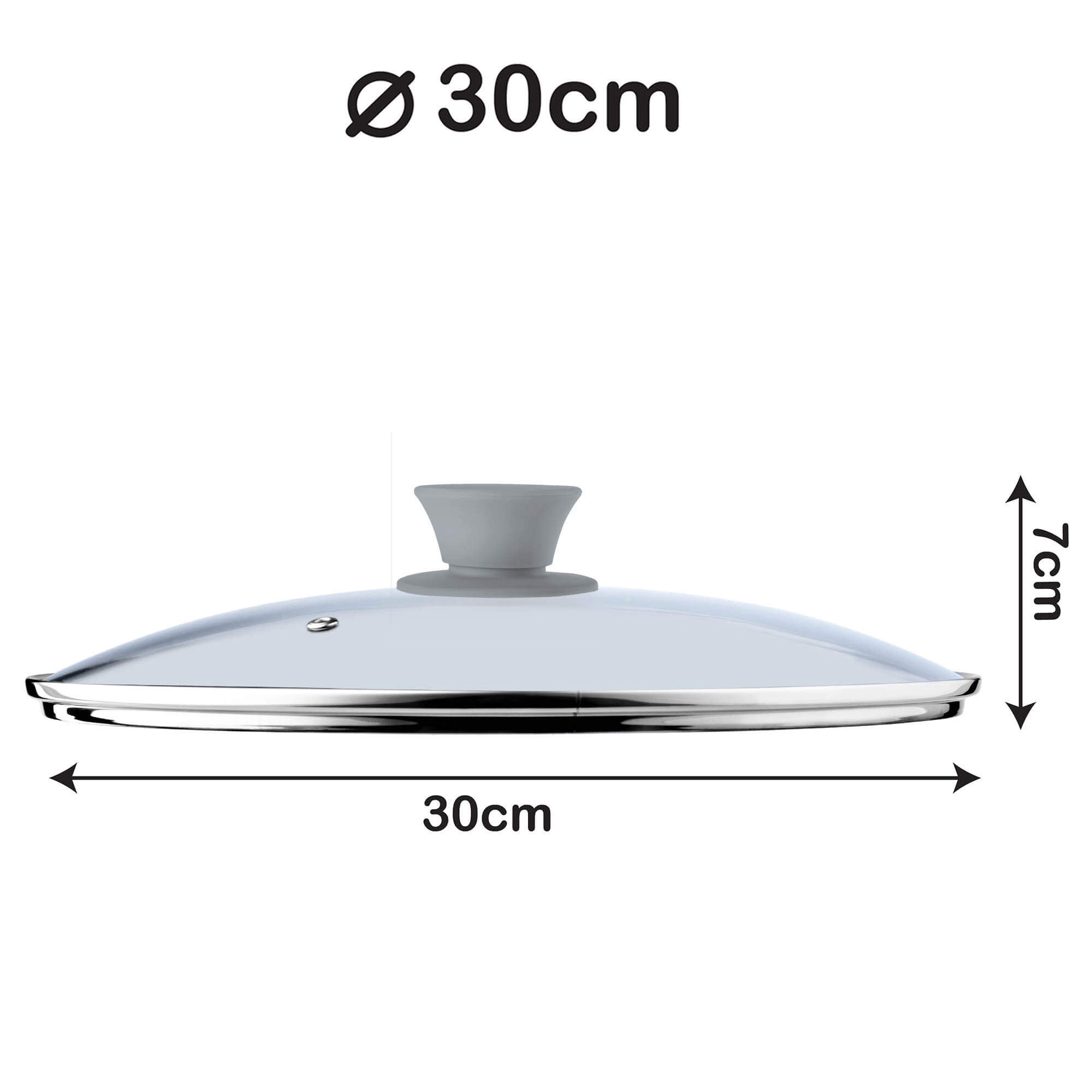 Pokrywa Tolfa z szarym sylikonowym uchwytem, 30 cm