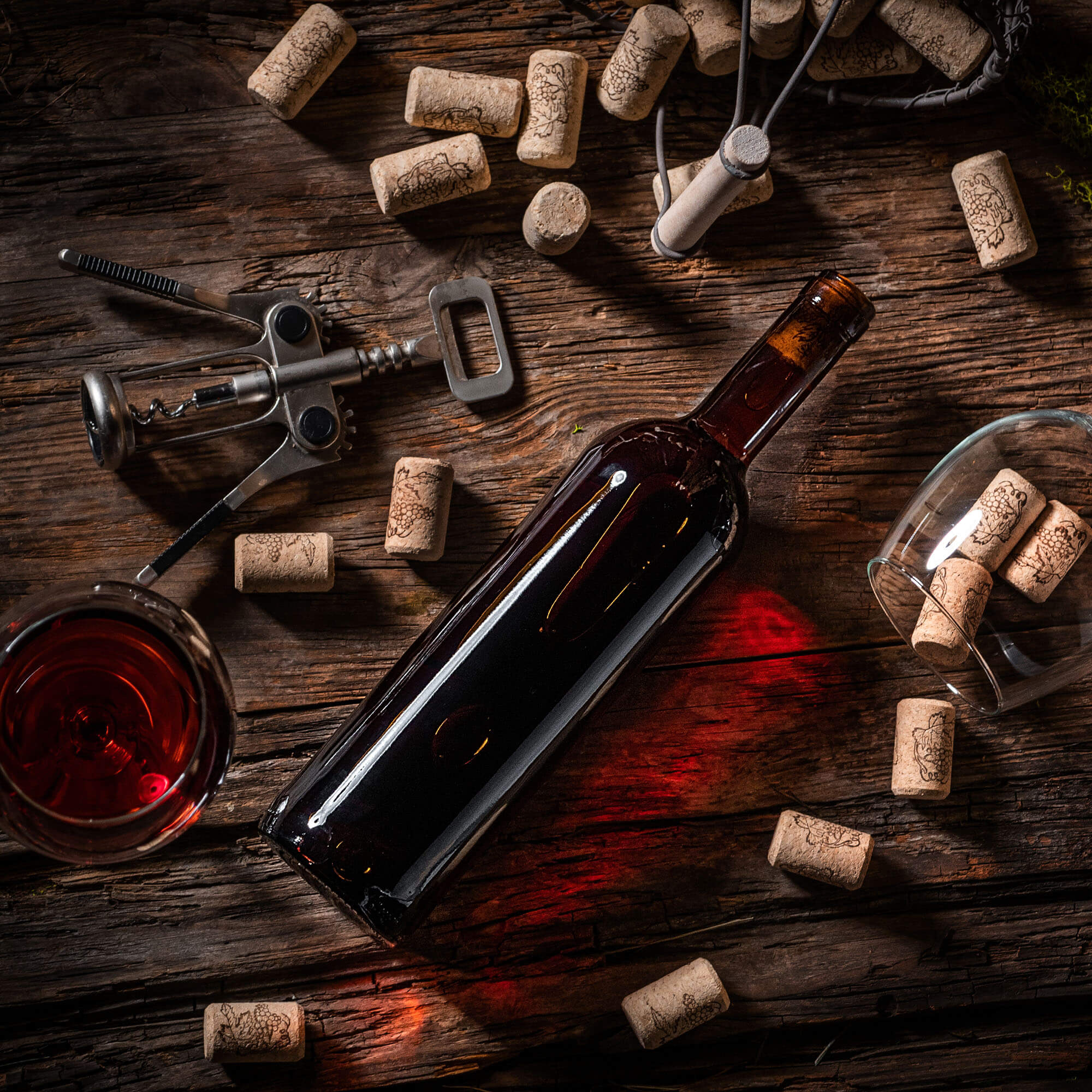 Butelka na wino Biagio 750ml brązowa z korkiem aglomerowanym 30 szt.