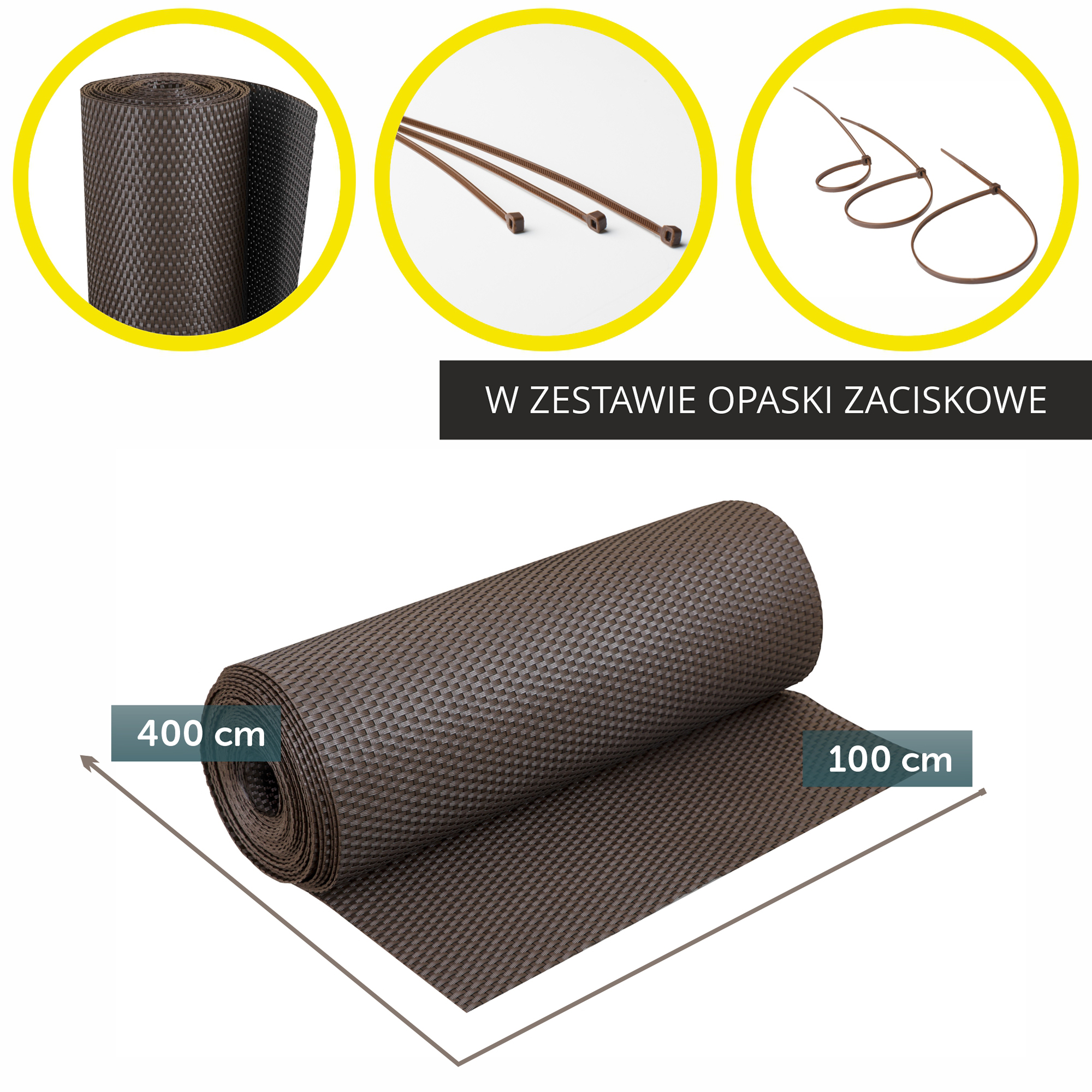 Osłona balkonowa Skei 100 x 400 cm, ciemny brąz