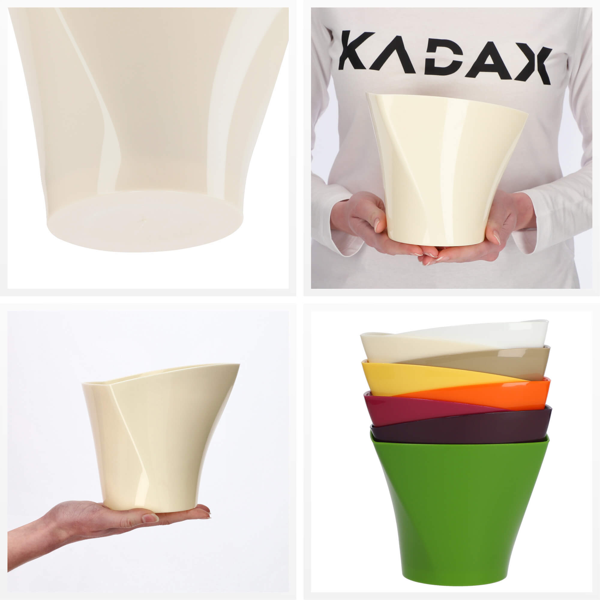 Doniczka asymetryczna 17 cm, kremowa