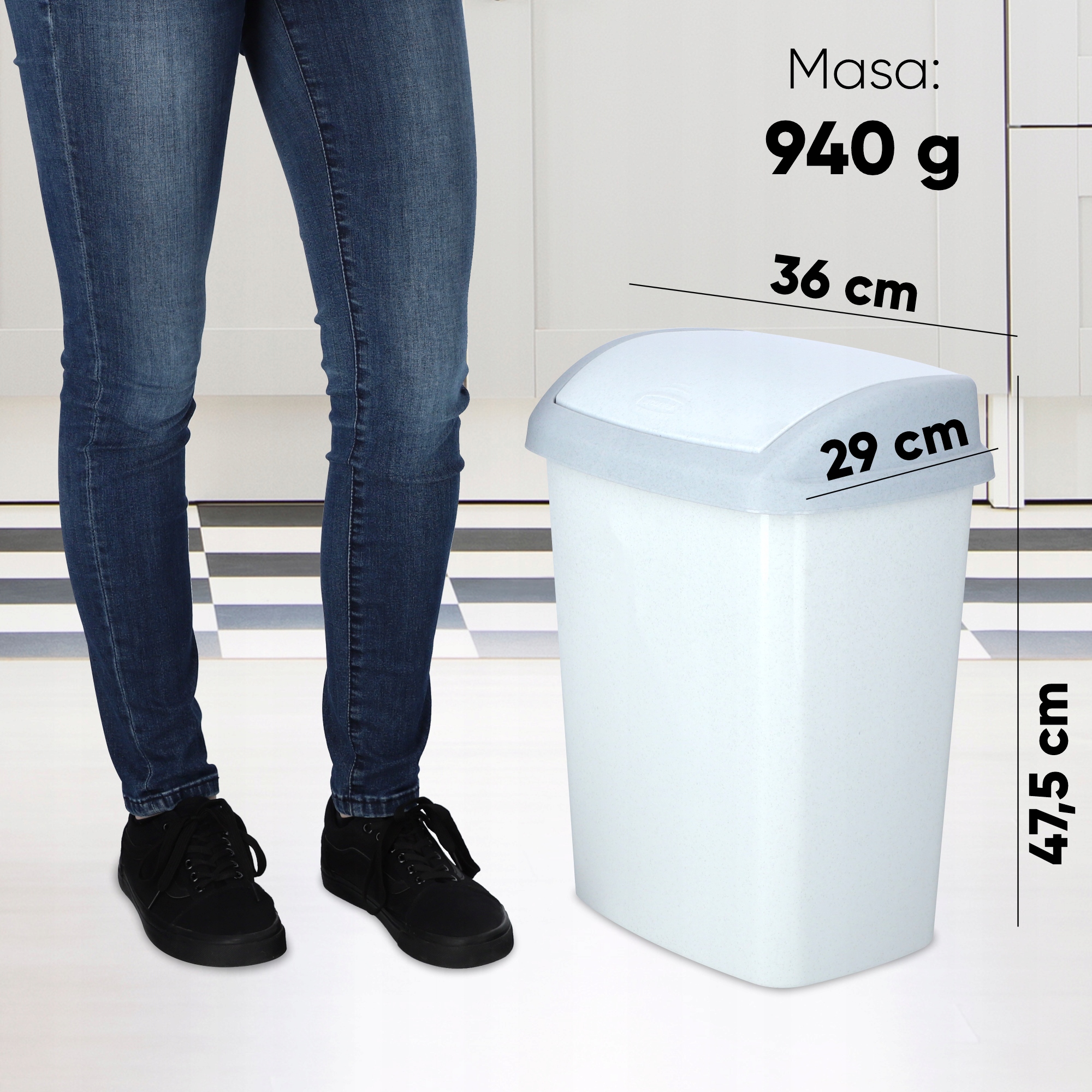 Kosz na śmieci uchylny Curver Dominik 25L, granitowy