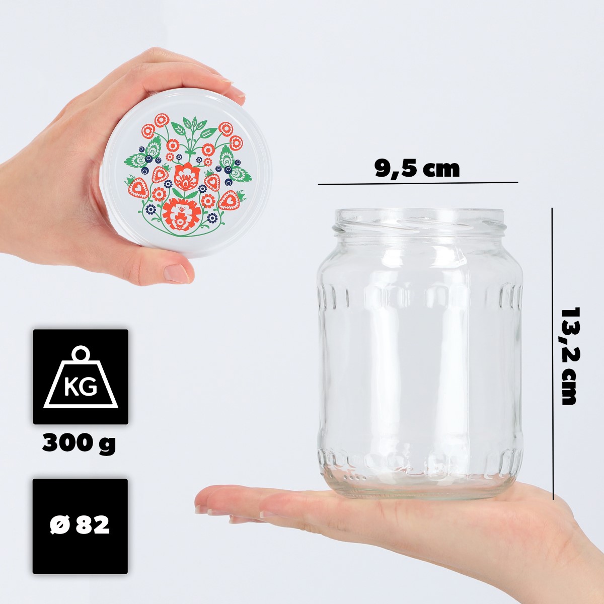 Słoiki na przetwory Jukka 720ml 48szt fi 82 mm + wieczka "Folklor"