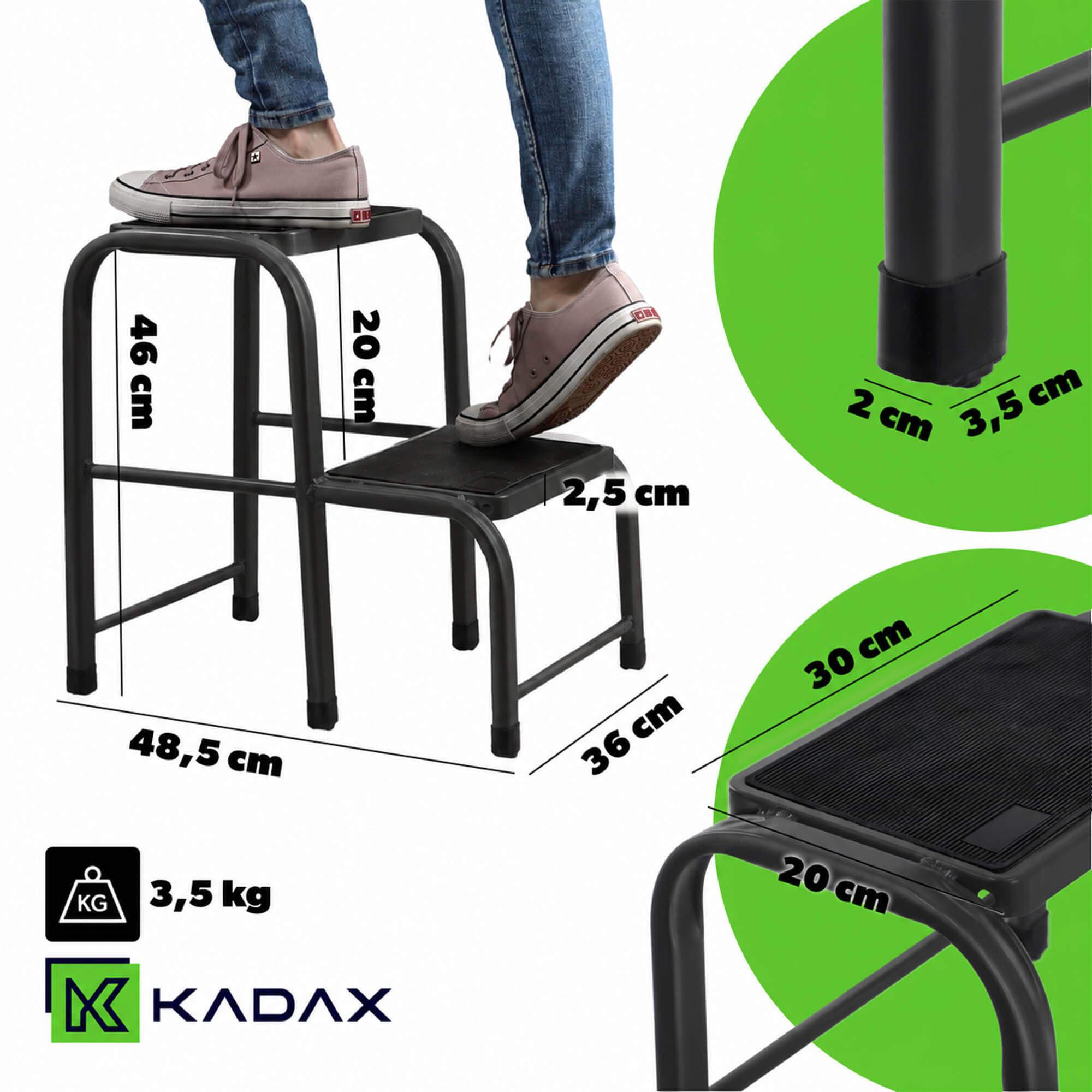 Taboret stalowy warsztatowy Strom 46 x 48 cm
