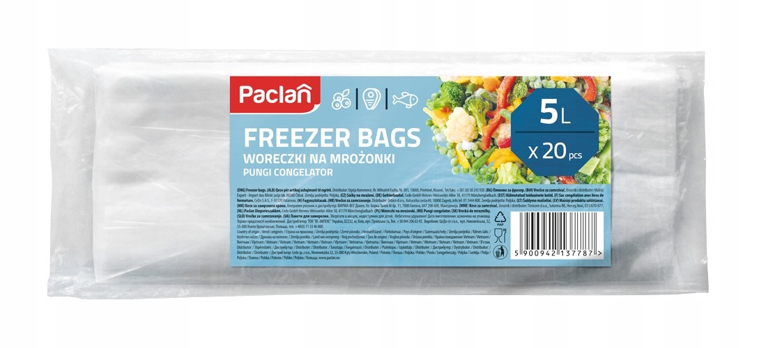 Paclan Woreczki do mrożenia 5L 20 szt.
