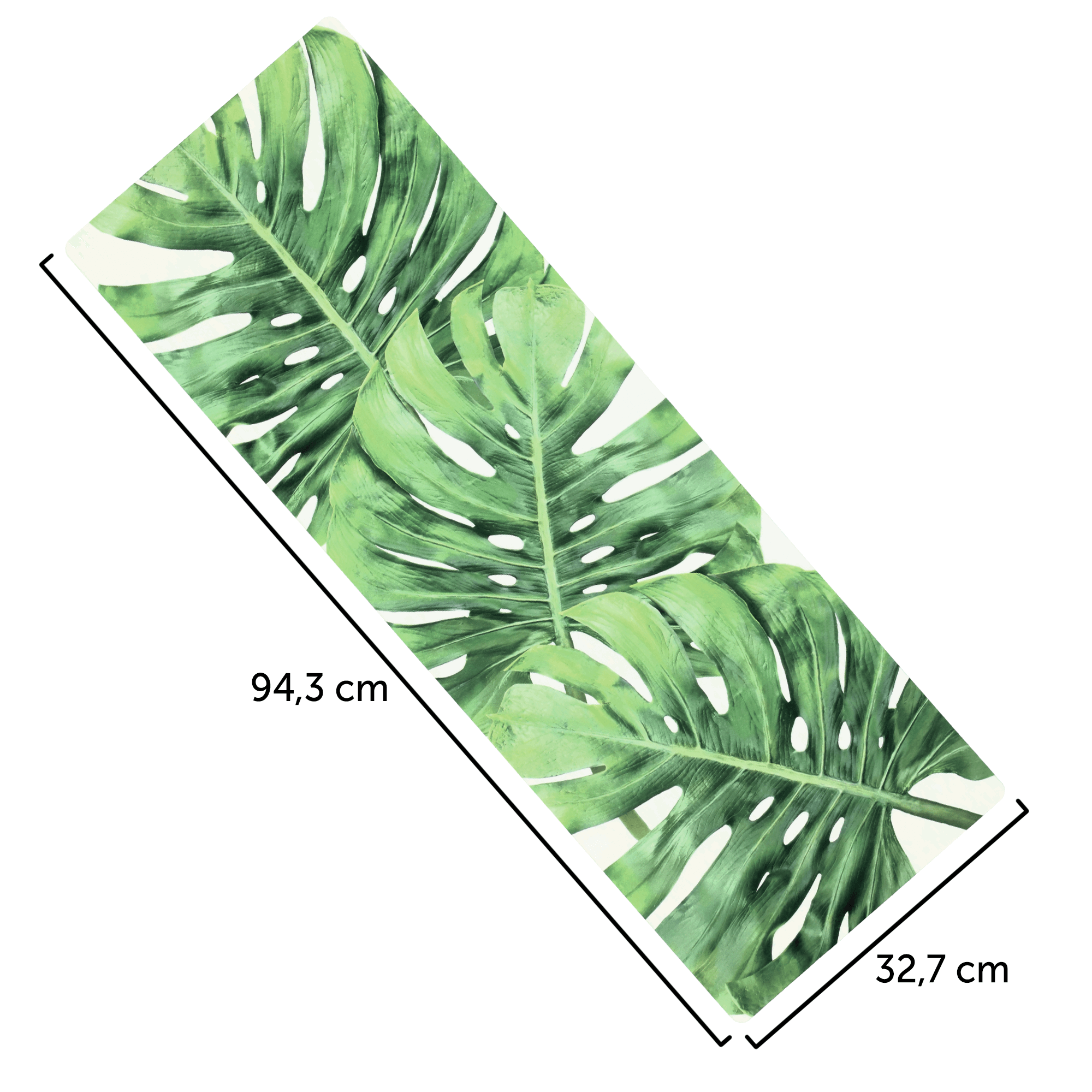 Bieżnik na stół Agello 94 x 32 cm, monstera na białym tle