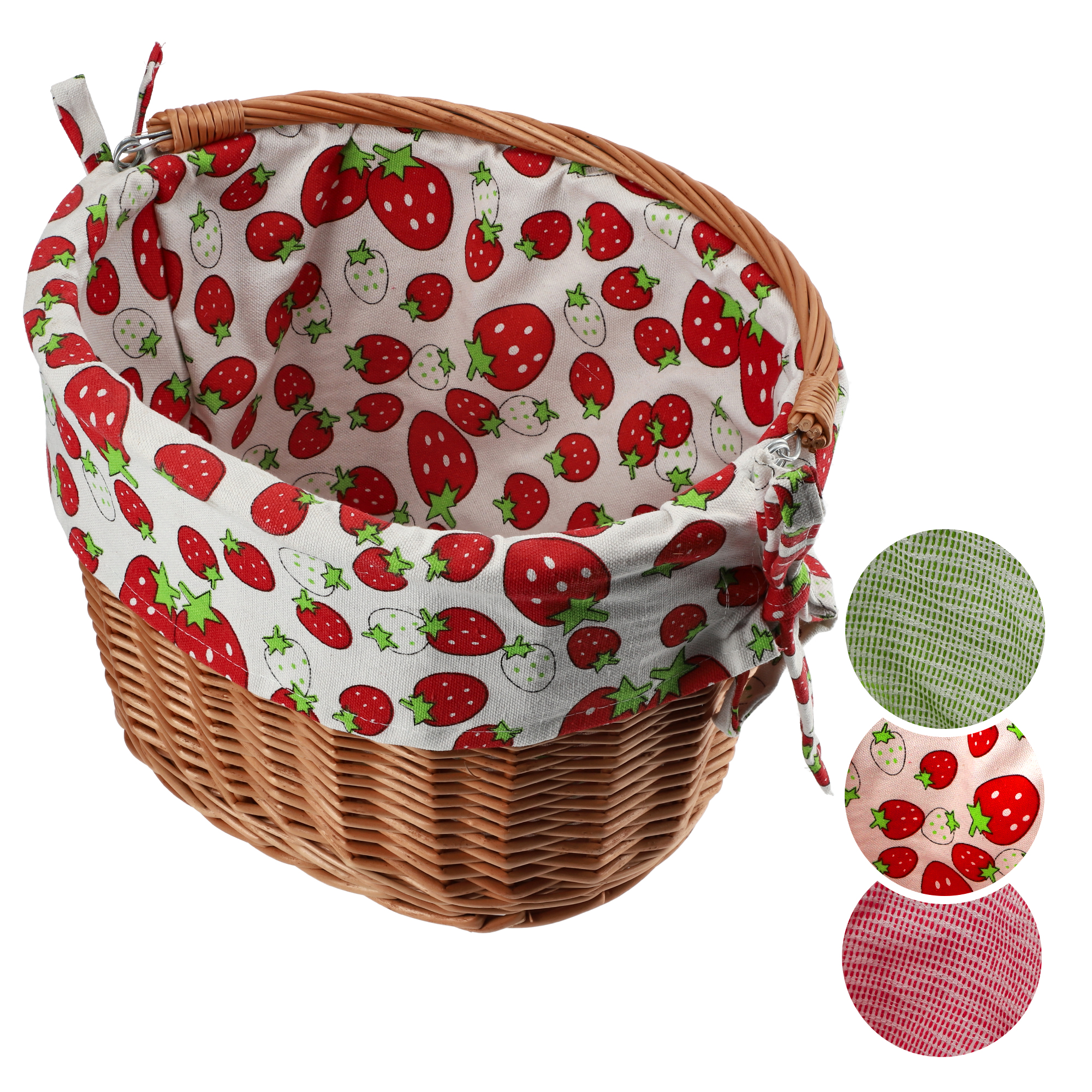 Kosz rowerowy Iseo 50 x 29 cm, truskawki