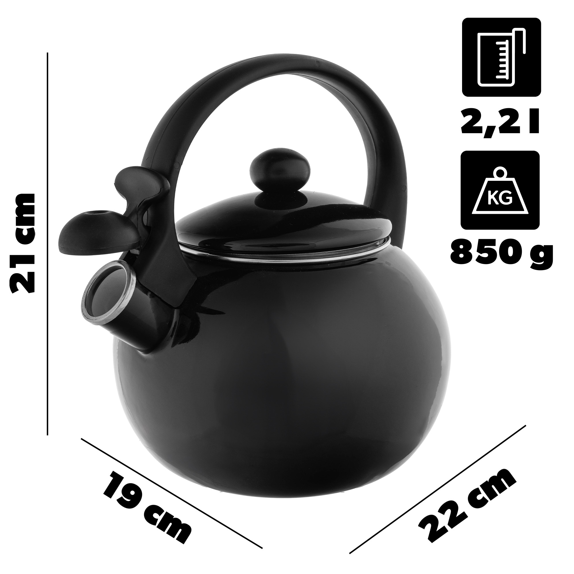 Czajnik emaliowany Cusset 2.2L Czarny