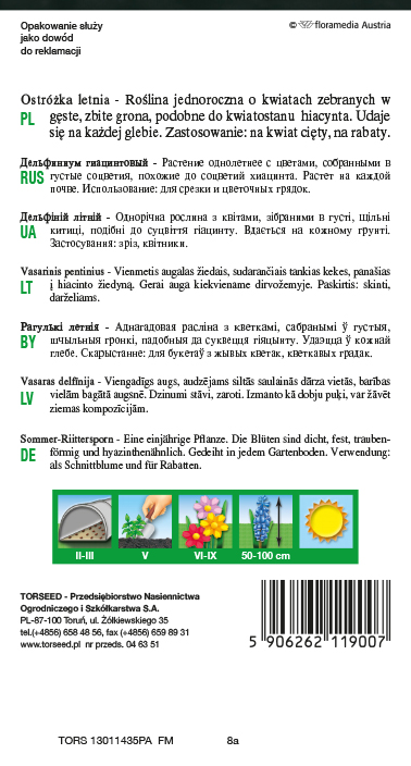 Ostróżka jednoroczna - Delphinium ajacis mieszanka 4g