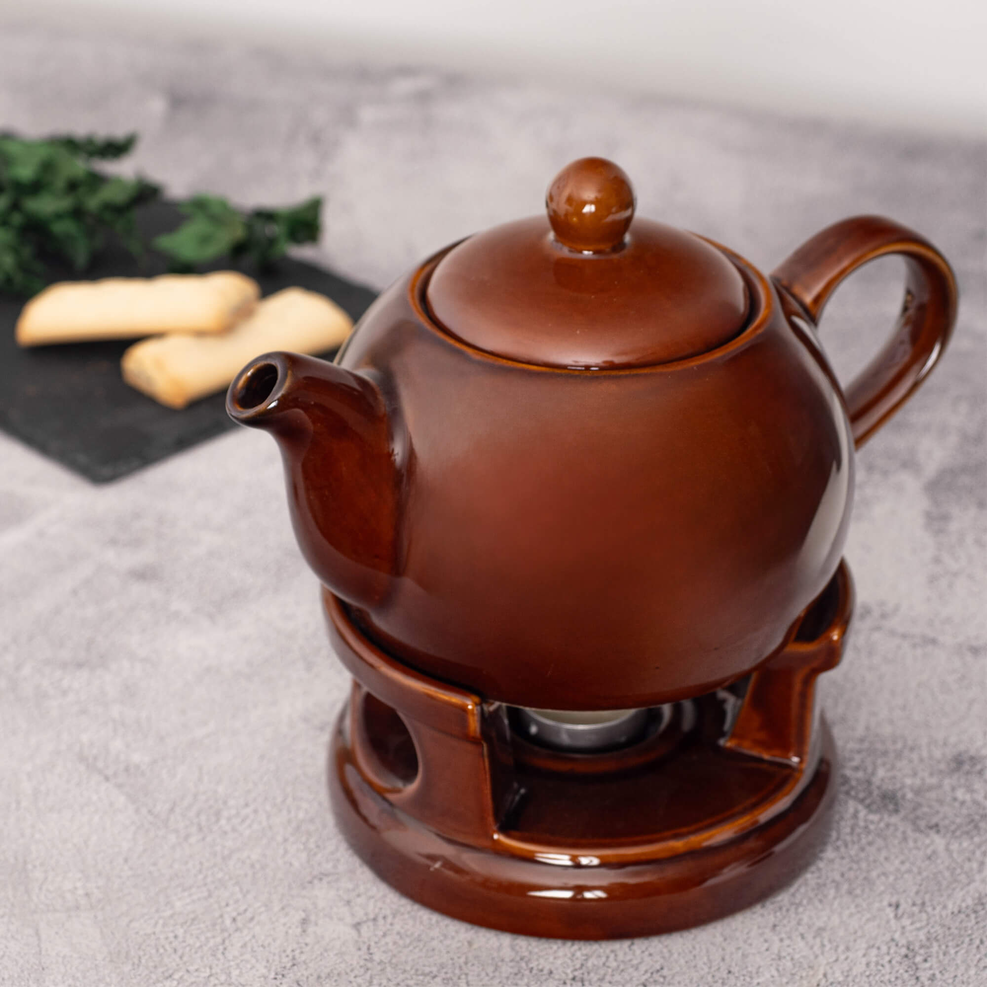 Dzbanek ceramiczny z podgrzewaczem Irais 1L brązowy