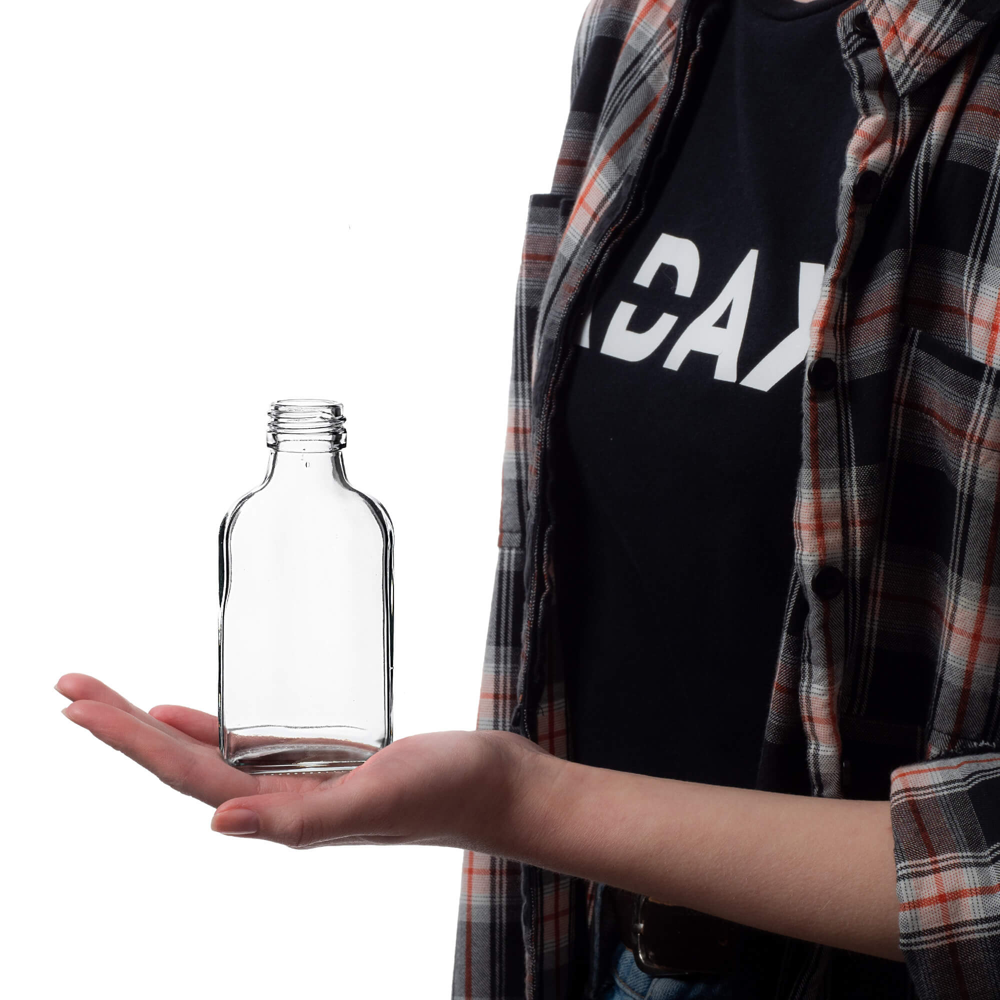 Butelka piersiówka Viane 100ml z czerwoną zakrętką 100 szt.