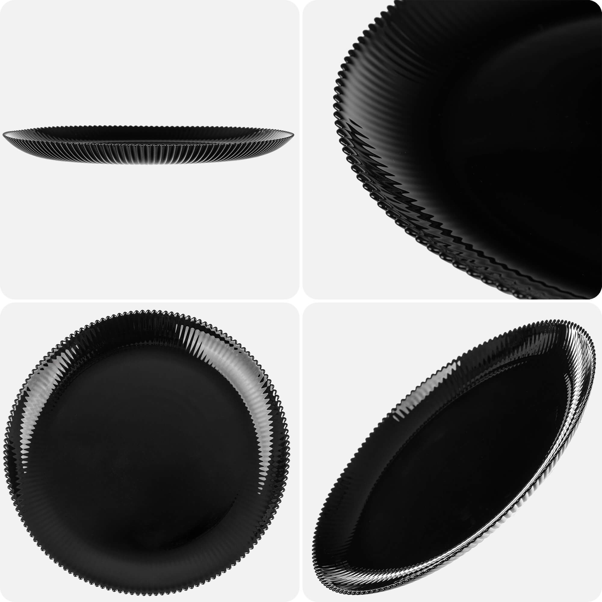 Zestaw obiadowy Regno salaterka 15 cm + talerz deserowy + talerz płytki czarny 12 kpl.