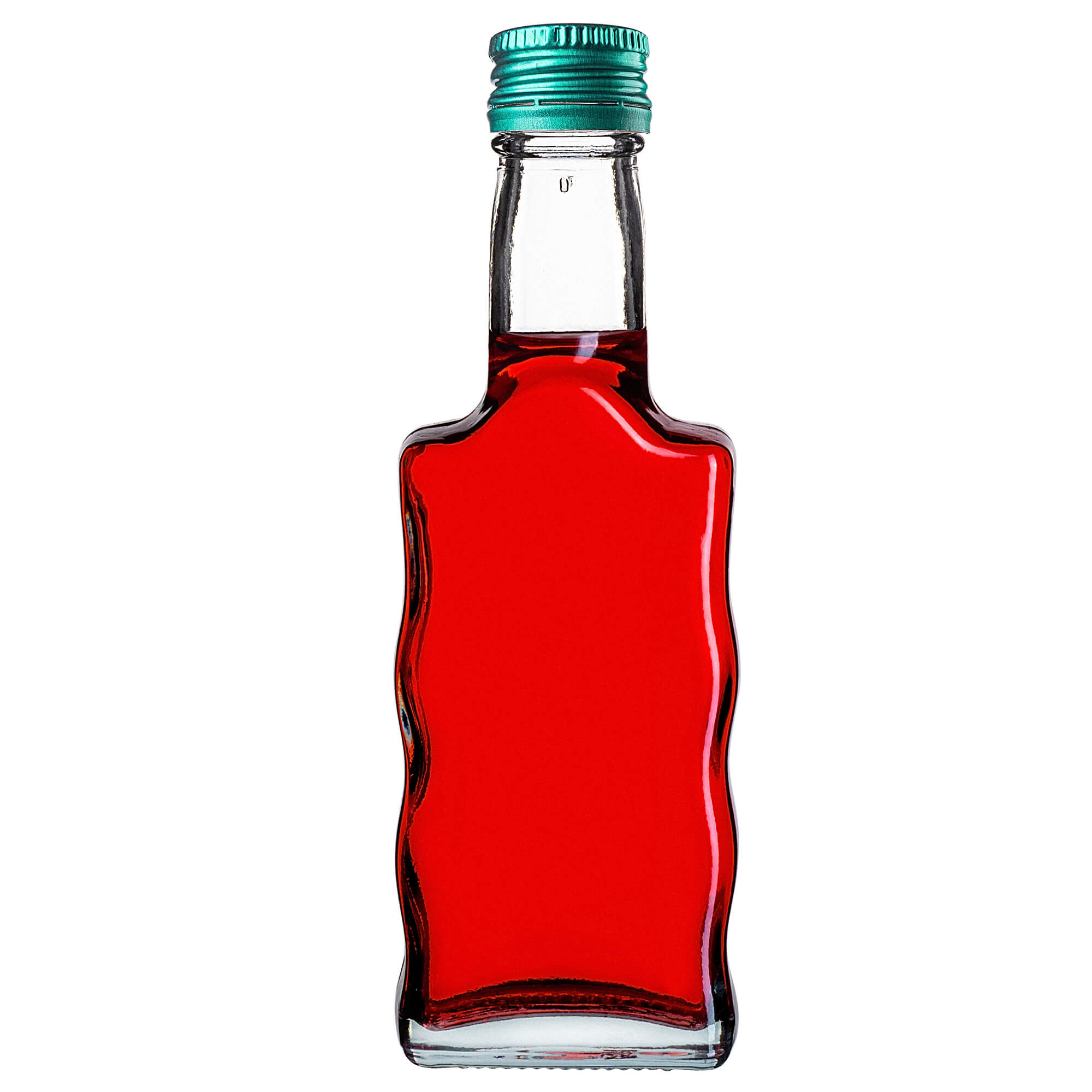 Szklana butelka na nalewkę Fala 200ml z zieloną zakrętką 10 szt.