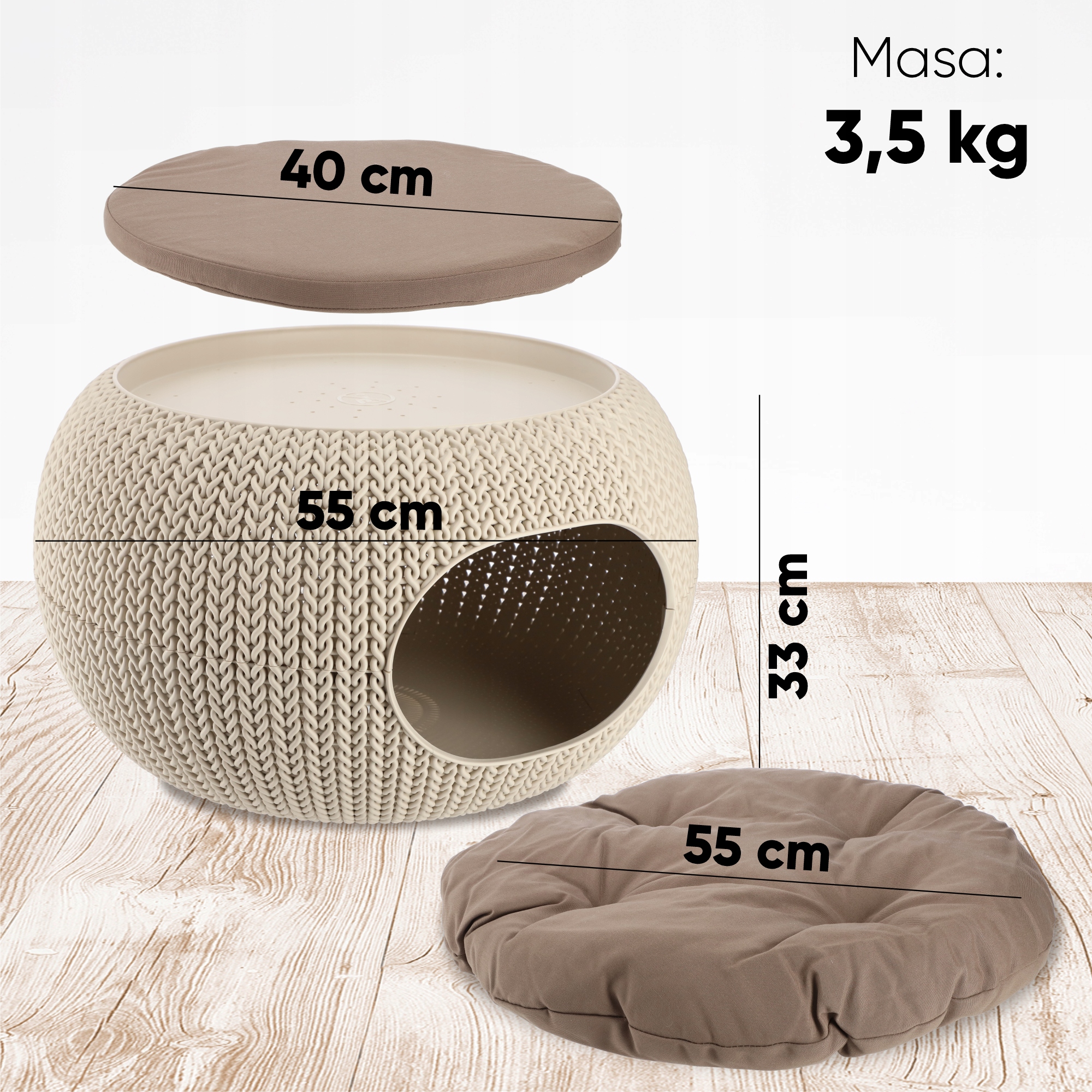 Legowisko dla zwierząt Curver Pet Life 33 x 55 cm, kremowe