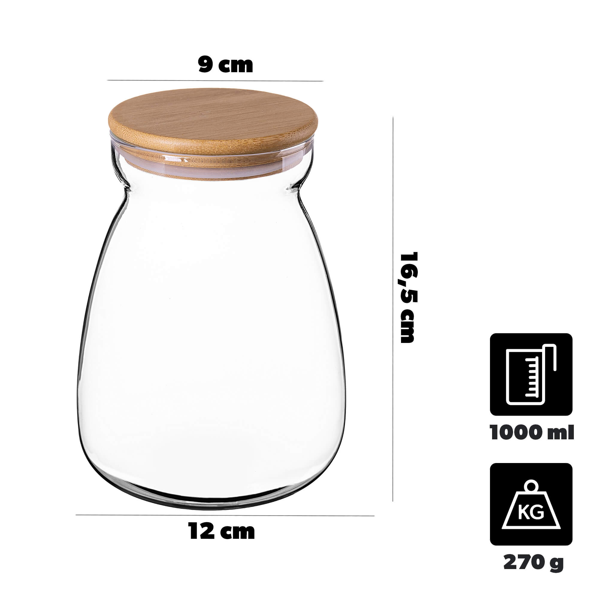 Szklany pojemnik do przechowywania Menaio 1000 ml 1 szt.