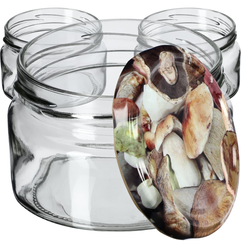 Słoiki na przetwory Denia 250ml 20szt fi 82 mm + wieczko "Grzyby"