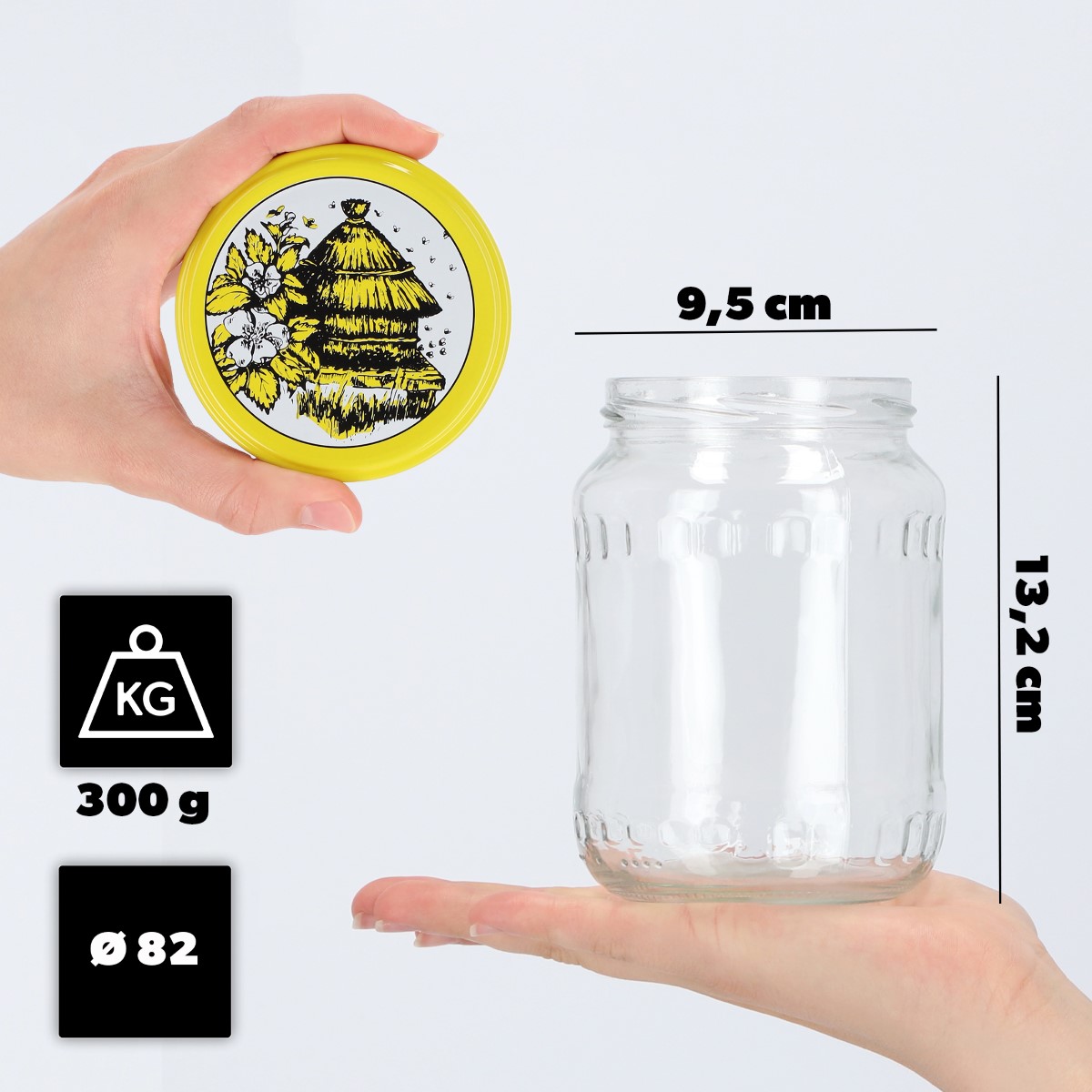 Słoiki na przetwory Jukka 720ml 48szt fi 82 mm + wieczka "Pszczoły"