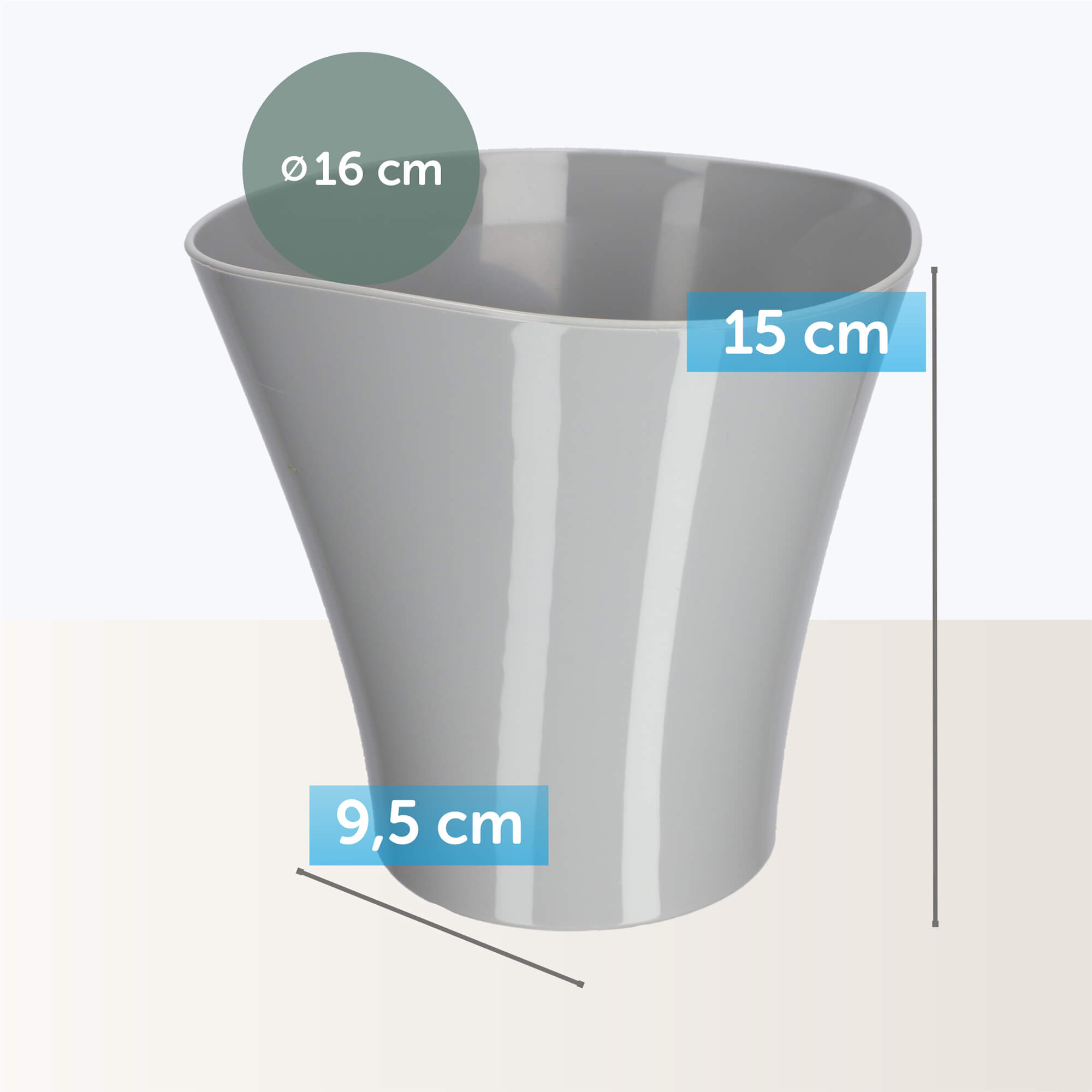 Doniczka na kwiaty Meria 16 cm, szara