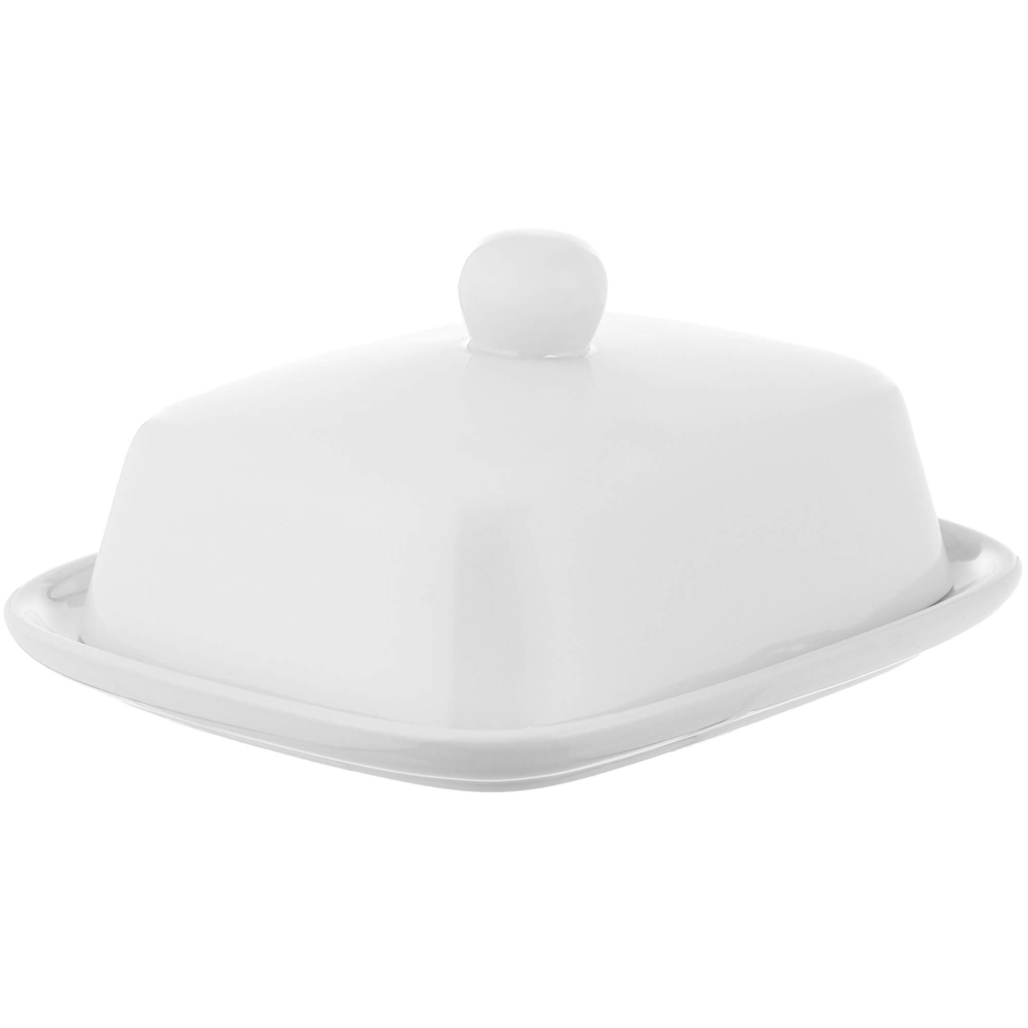Porcelanowa maselnica Vesc 16.5 x 13 cm biała