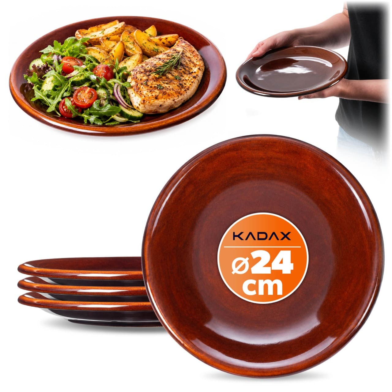 Talerz kamionkowy płytki Olympia 24 cm, 4 szt.