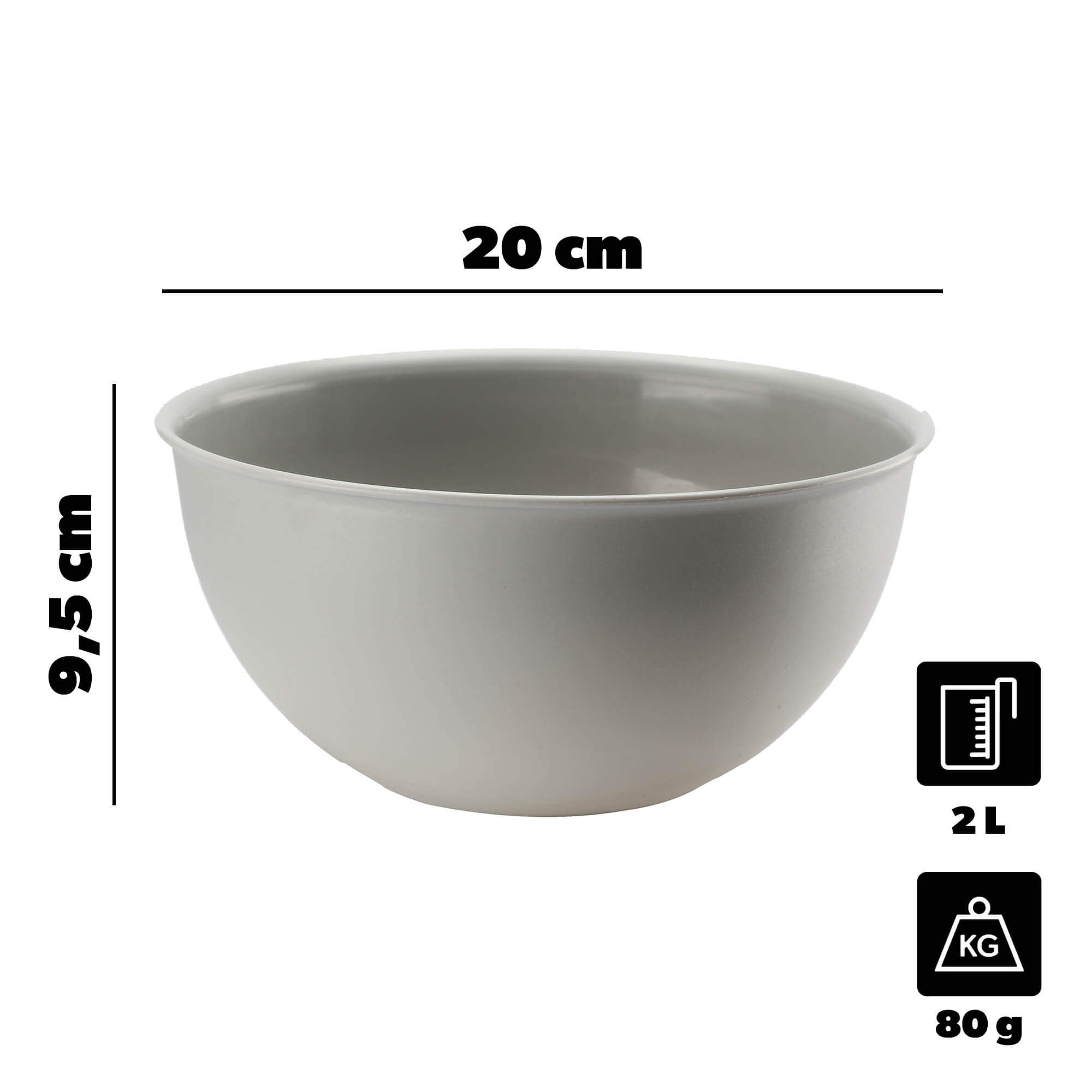 Plastikowa miska kuchenna Musano 2L, szara