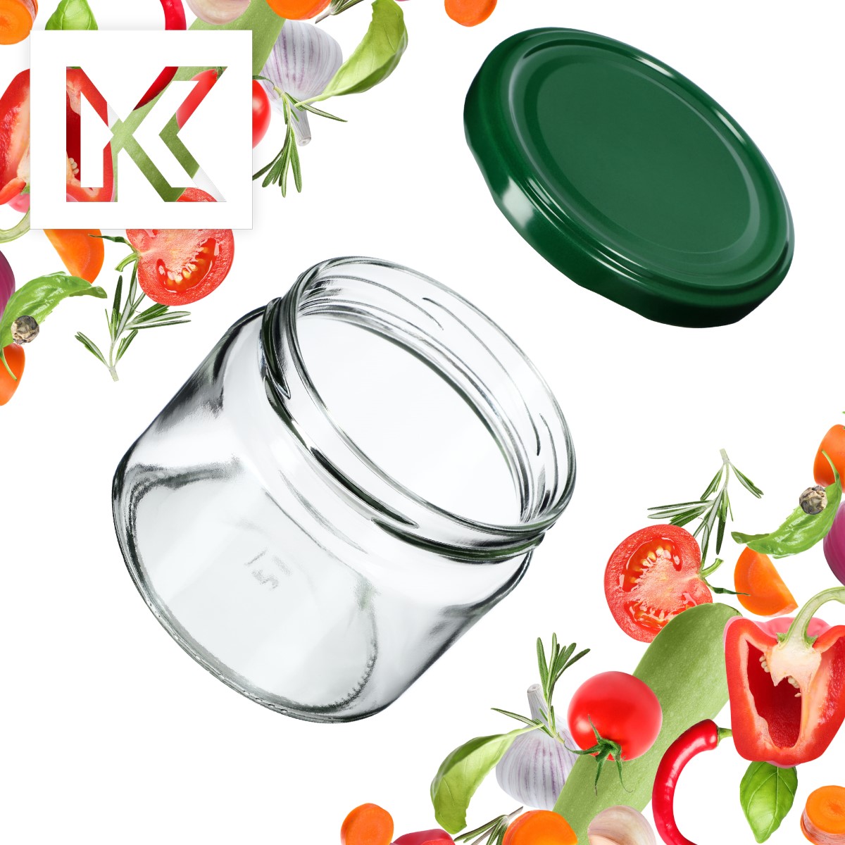 Słoiki na przetwory Sonka 330ml 10szt fi 82 mm + wieczka zielone
