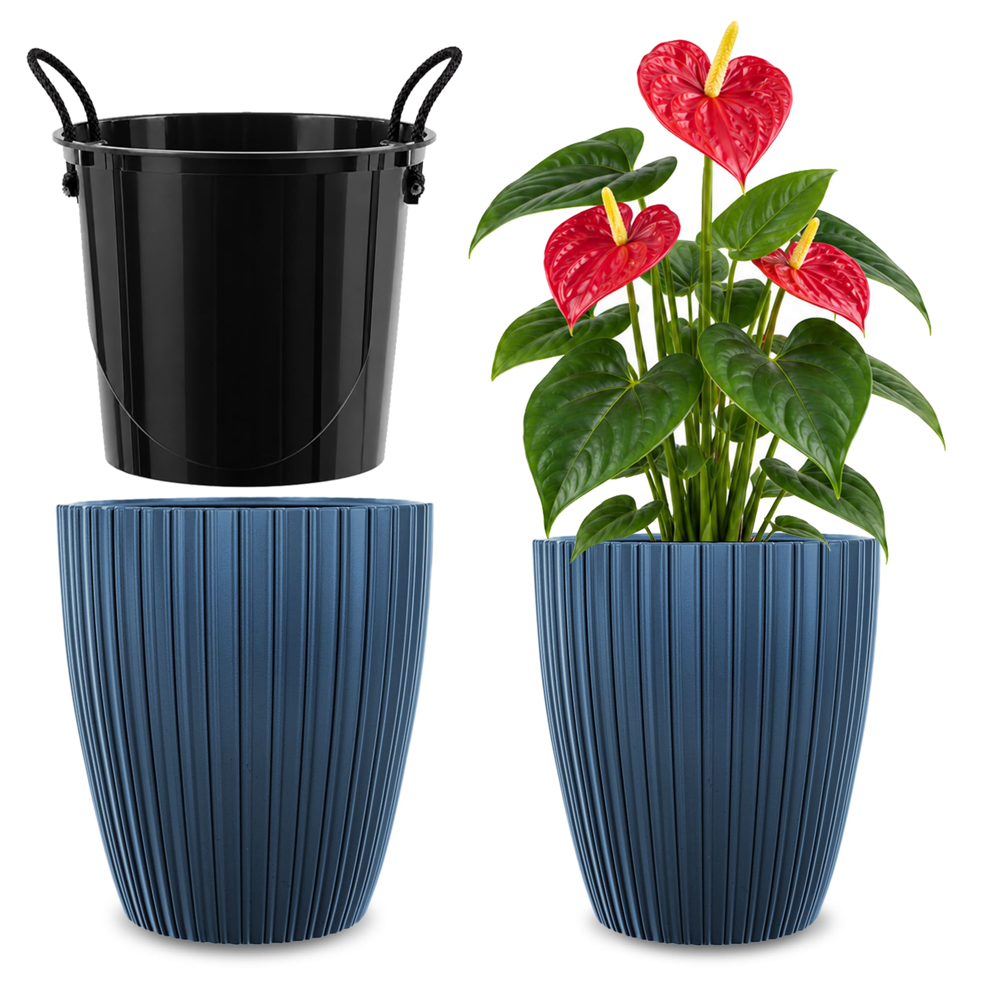 Doniczka na kwiaty Raivael 30 cm granatowa