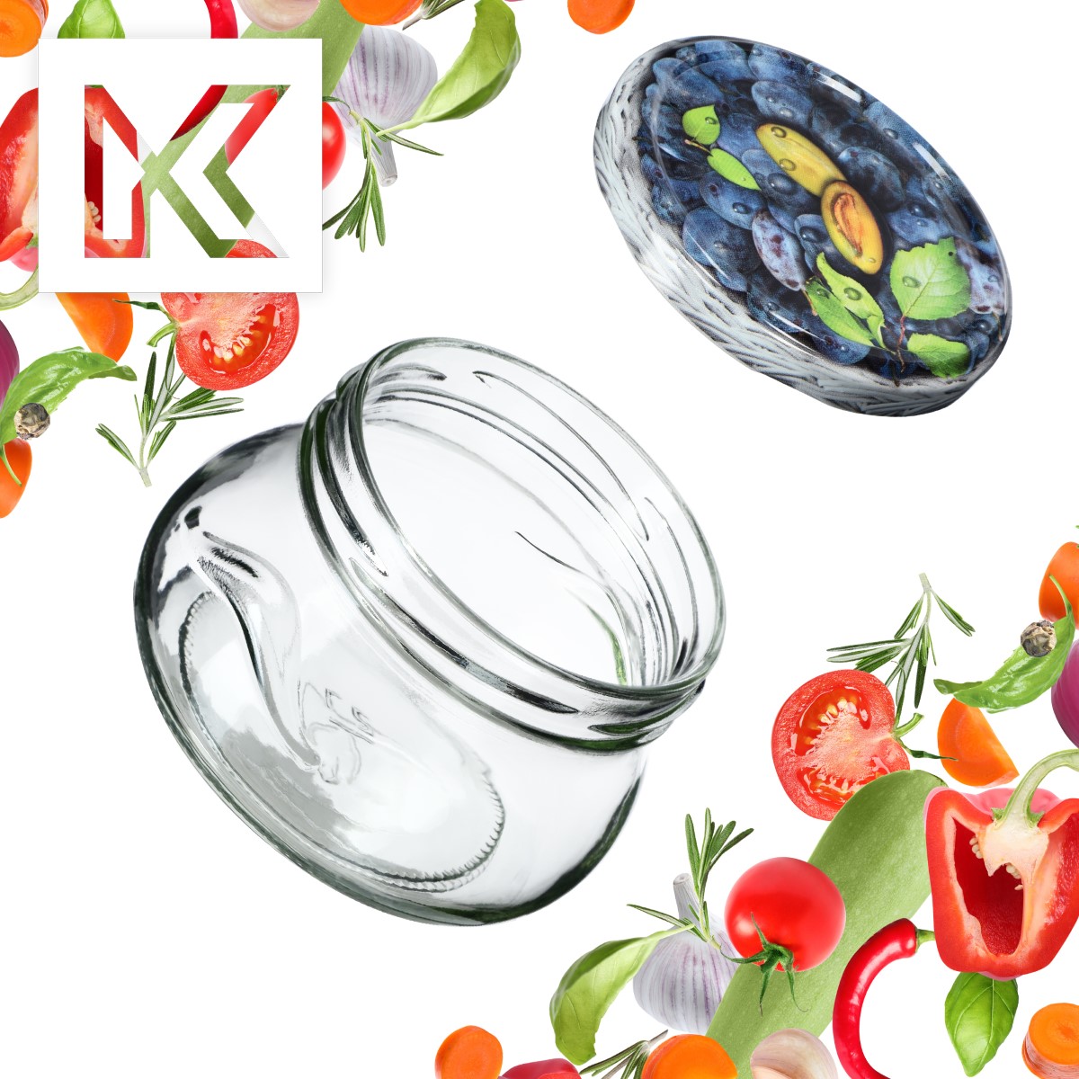 Słoiki na przetwory Raja 300ml 100szt fi 82 mm + wieczka "Śliwki"