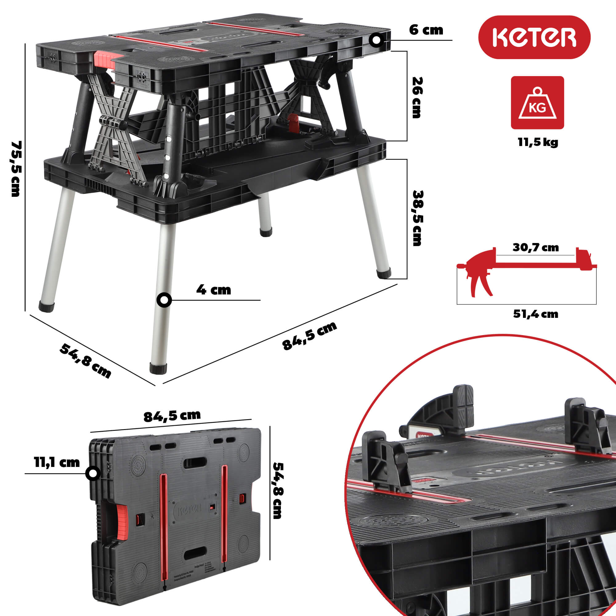 Stół warsztatowy składany Keter Work Table 85 x 75 cm